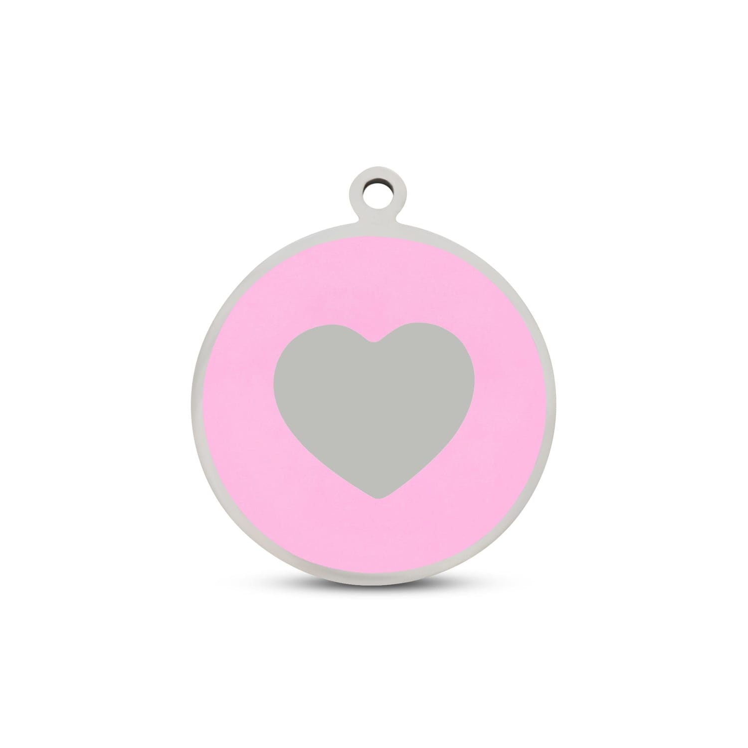 Fetching Ware Mini - Pink Heart in Stainless Steel With Enamel Dog I.D. Tags - 2B Mini