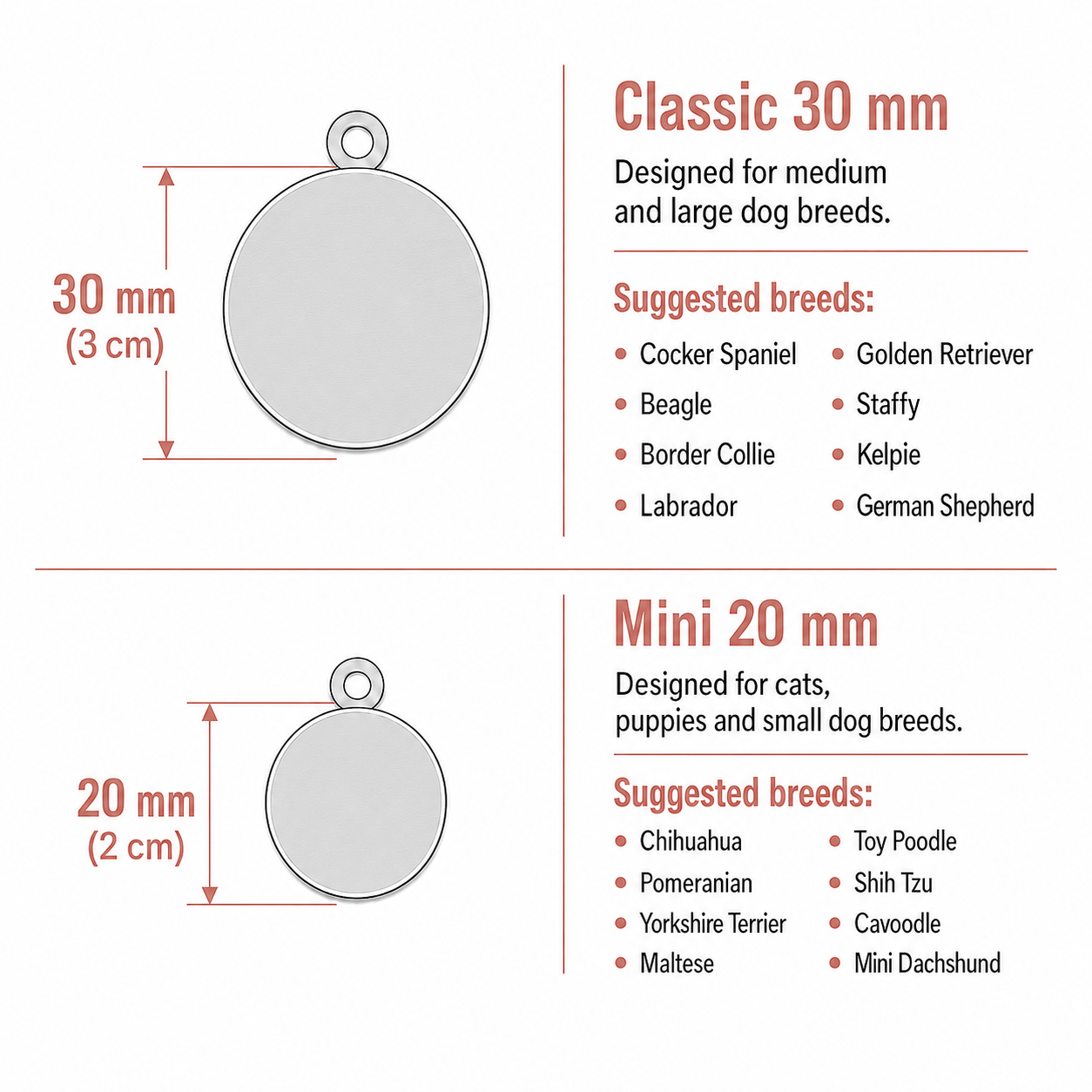 Fetching Ware Red Paw in Stainless Steel With Enamel Dog I.D. Tags - 3B