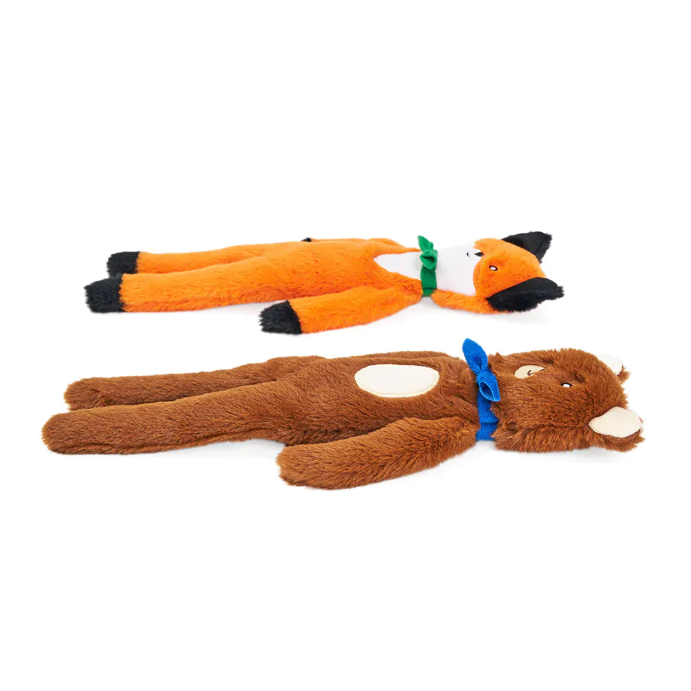 Zippy Paws Fluffy Peltz – Bear and Fox Dog Toys