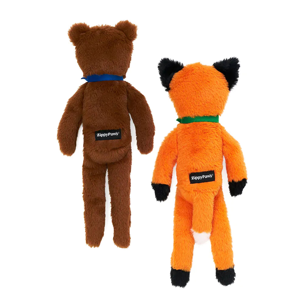 Zippy Paws Fluffy Peltz – Bear and Fox Dog Toys