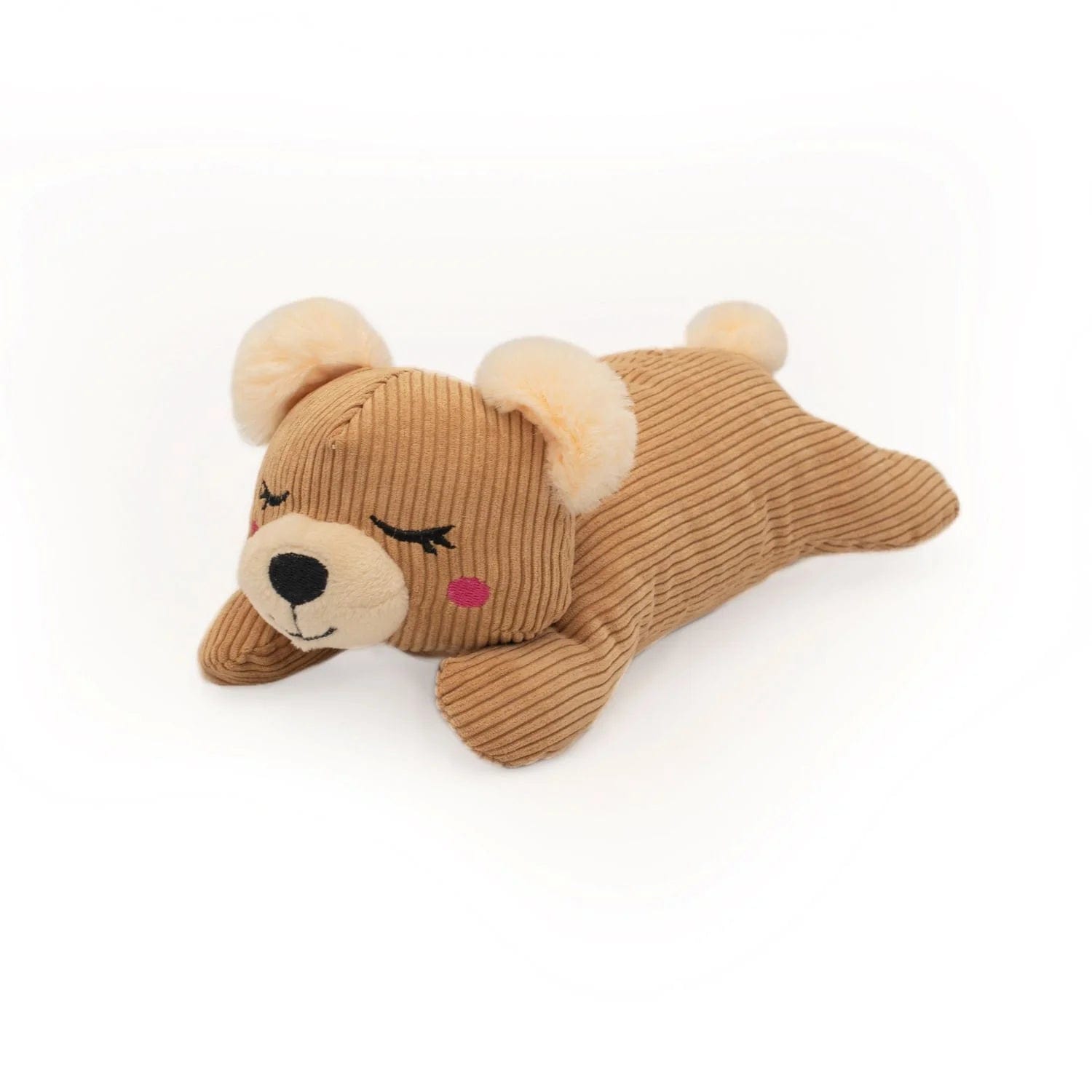 Zippy Paws Snooziez with Silent Shhhqueaker - Bear Dog Toys