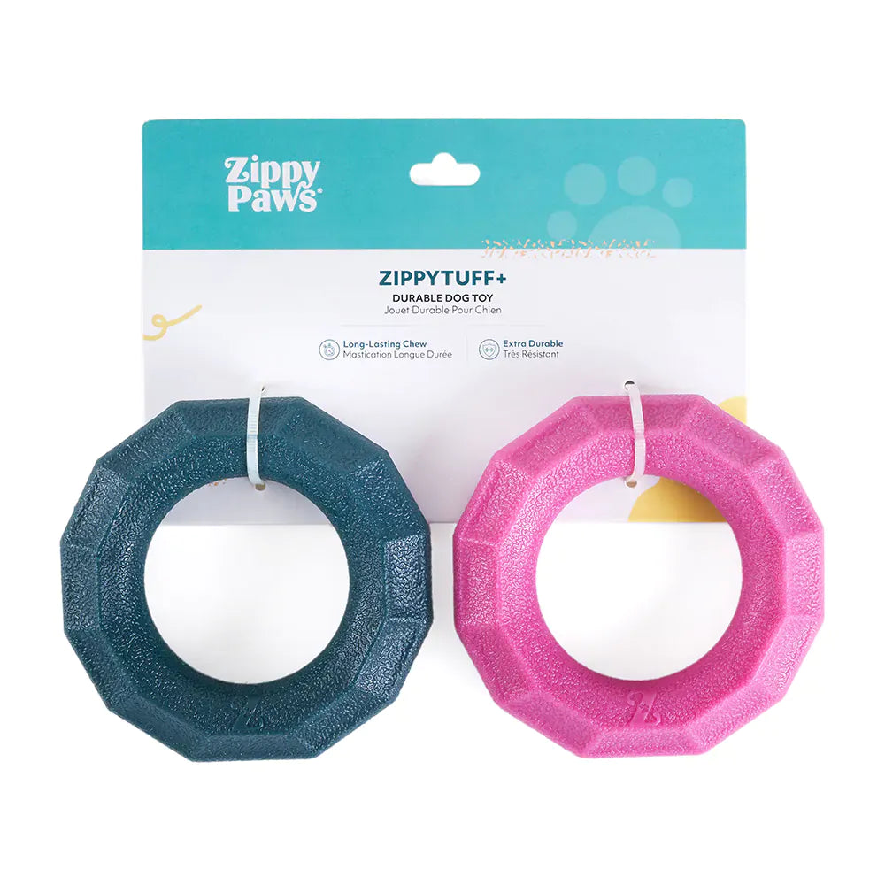 Zippy Paws ZippyTuff+ Ring Small 2-Pack – Emerald & Magenta Dog Toys