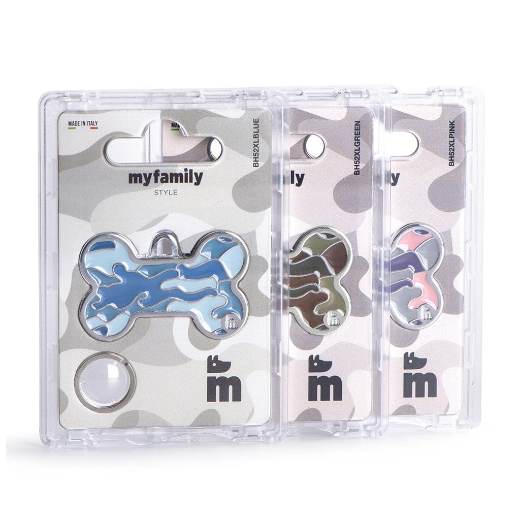 My Family Camouflage Blue Bone Dog I.D. Tags - 3B