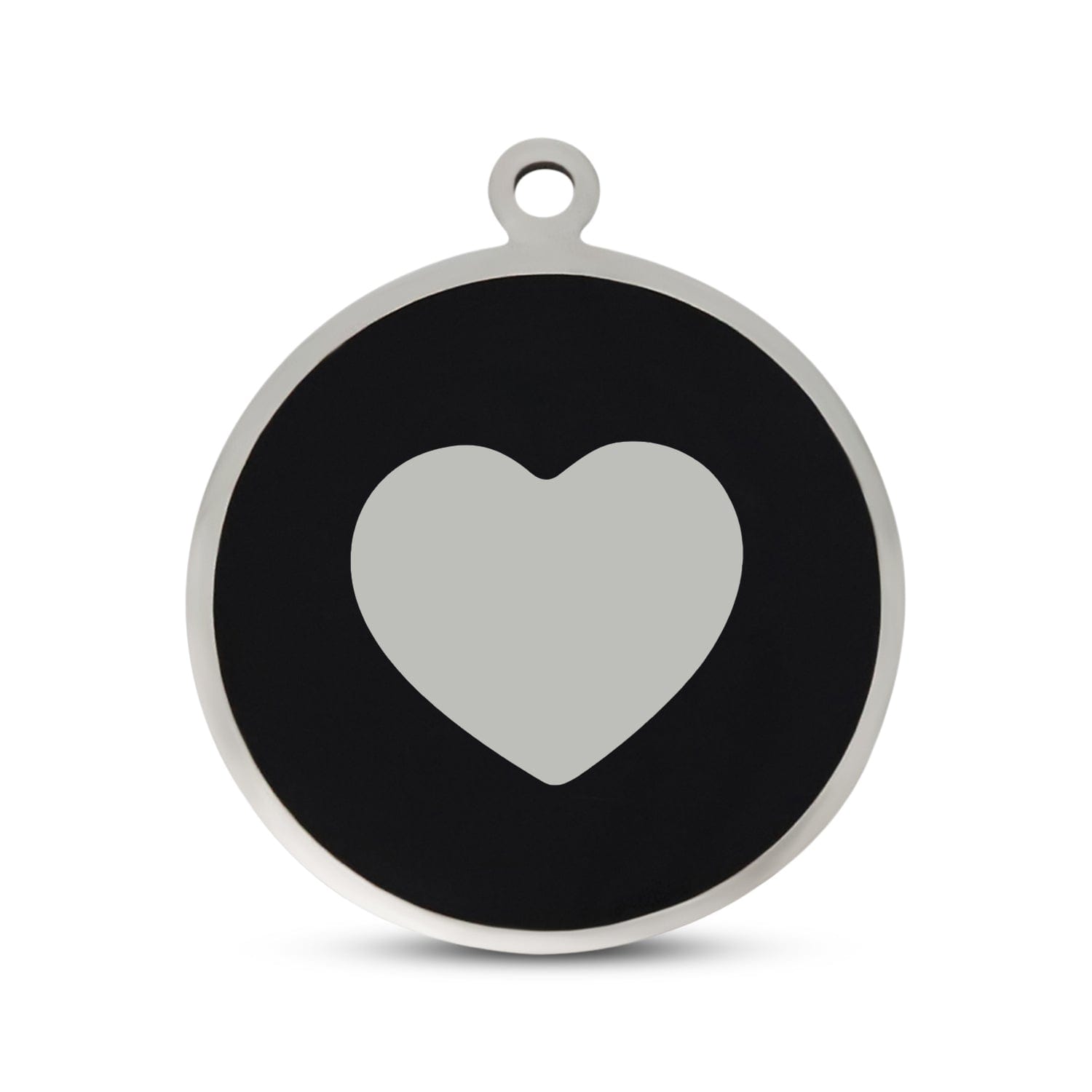 Fetching Ware Black Heart in Stainless Steel With Enamel Dog I.D. Tags - 3B