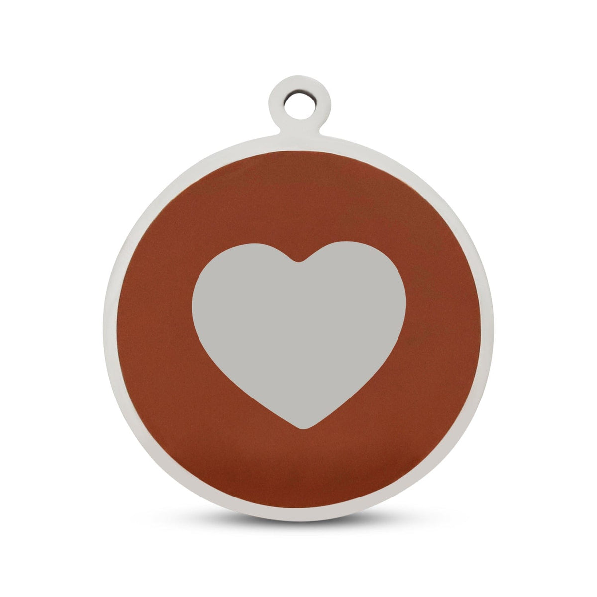 Fetching Ware Brown Heart in Stainless Steel With Enamel Dog I.D. Tags - 3B