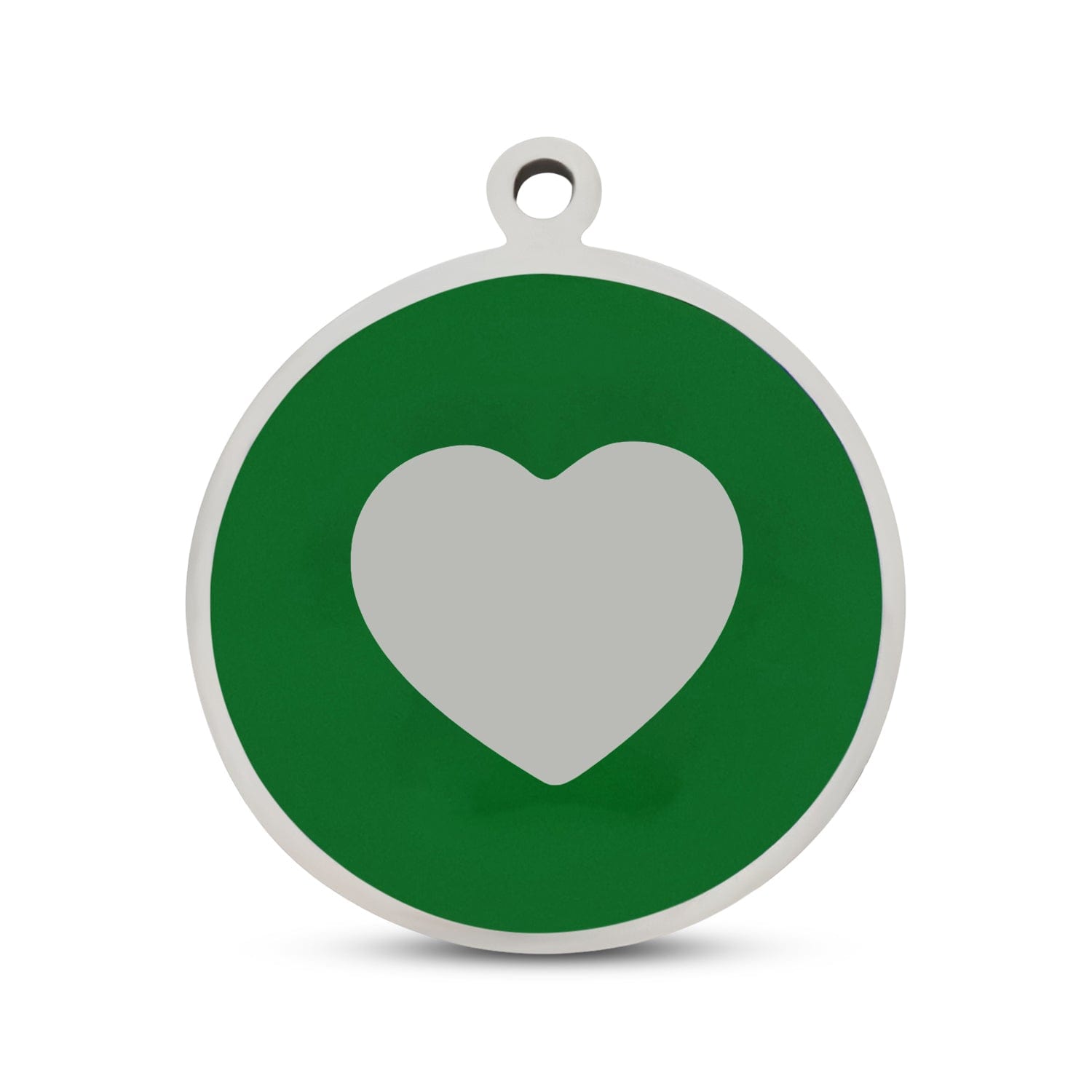 Fetching Ware Green Heart in Stainless Steel With Enamel Dog I.D. Tags - 3B