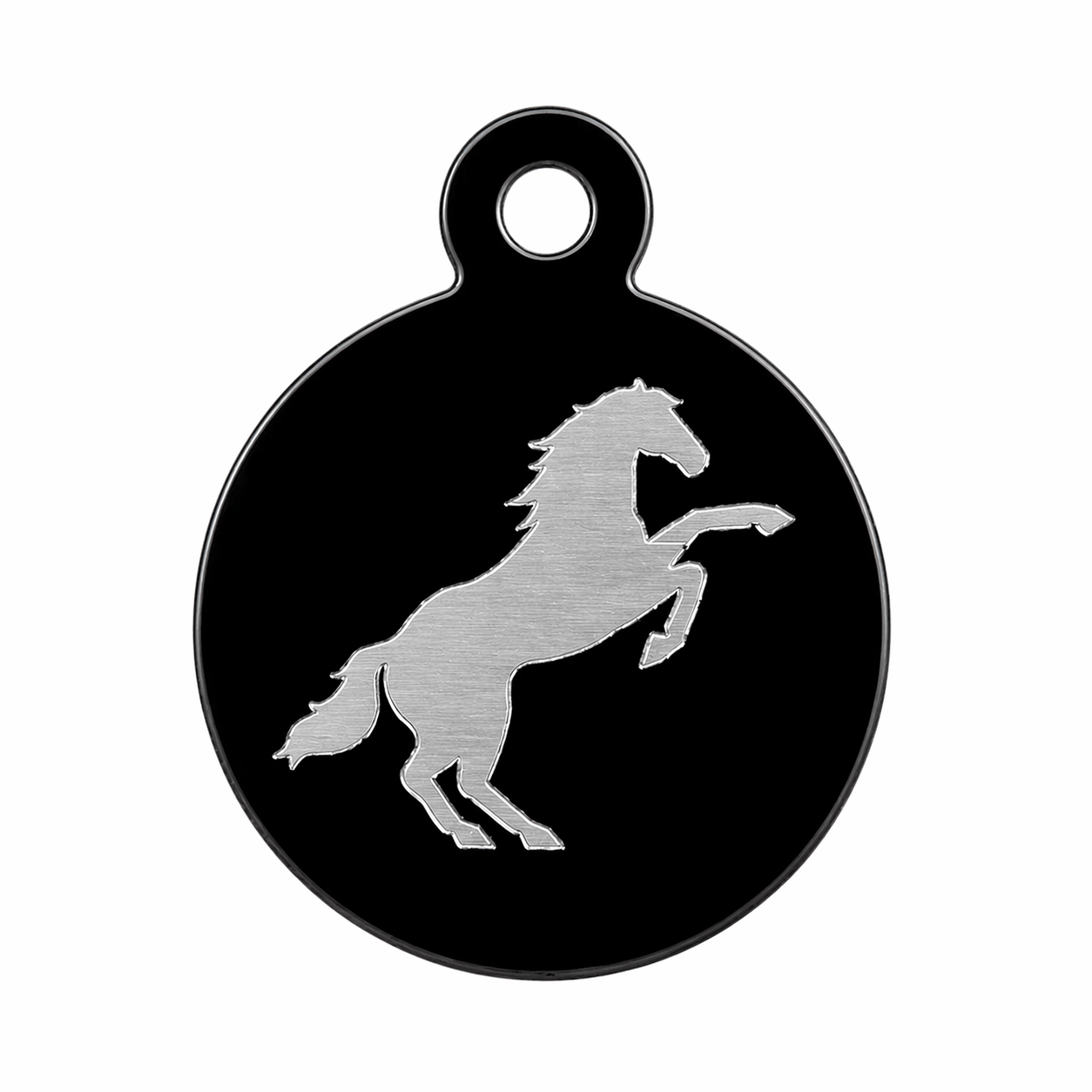 Fetching Ware Horse Theme Aluminium Black Circle Dog I.D. Tags - 3B