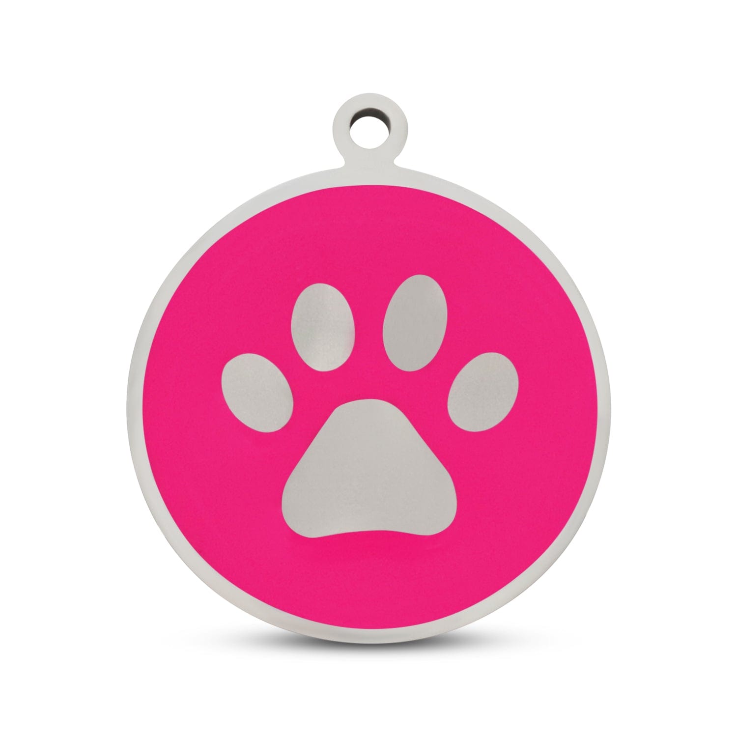 Fetching Ware Hot Pink Black Paw in Stainless Steel With Enamel Dog I.D. Tags - 3B