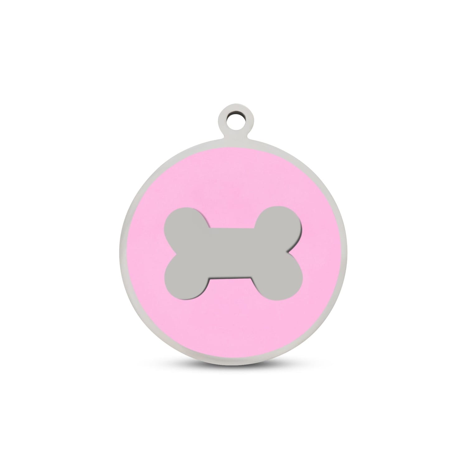 Fetching Ware Mini - Pink Bone in Stainless Steel With Enamel Dog I.D. Tags - 2B Mini