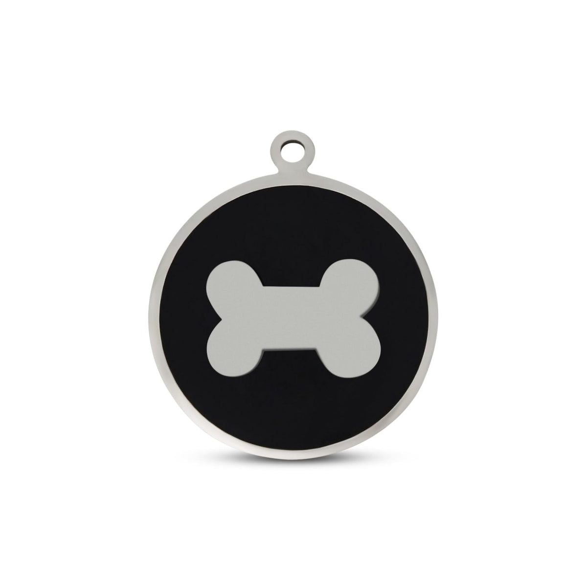 Fetching Ware Mini - Black Bone in Stainless Steel With Enamel Dog I.D. Tags - 2B Mini