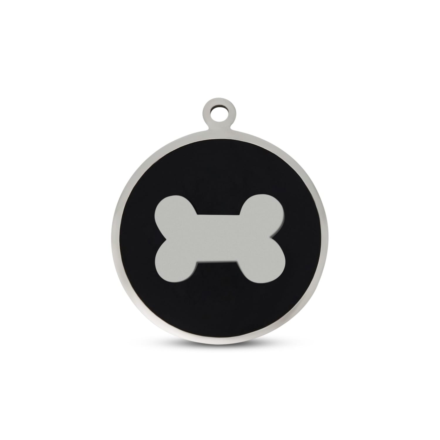 Fetching Ware Mini - Black Bone in Stainless Steel With Enamel Dog I.D. Tags - 2B Mini