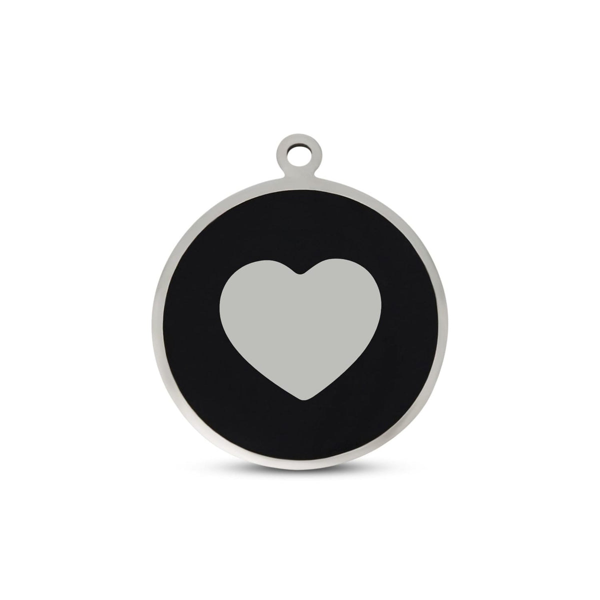 Fetching Ware Mini - Black Heart in Stainless Steel With Enamel Dog I.D. Tags - 2B Mini
