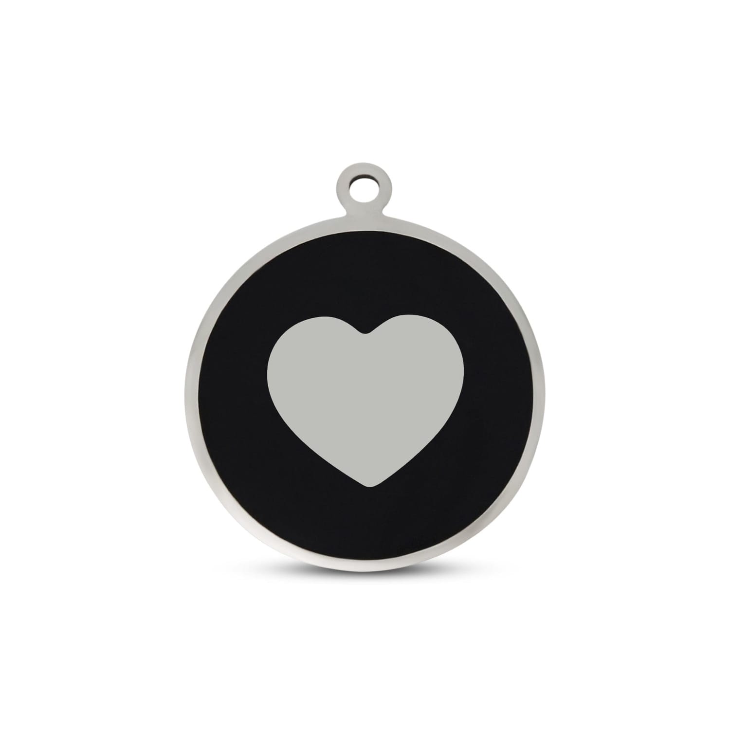 Fetching Ware Mini - Black Heart in Stainless Steel With Enamel Dog I.D. Tags - 2B Mini