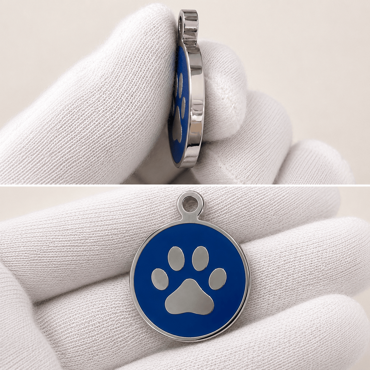 Fetching Ware Mini - Blue Paw in Stainless Steel With Enamel Dog I.D. Tags - 2B Mini