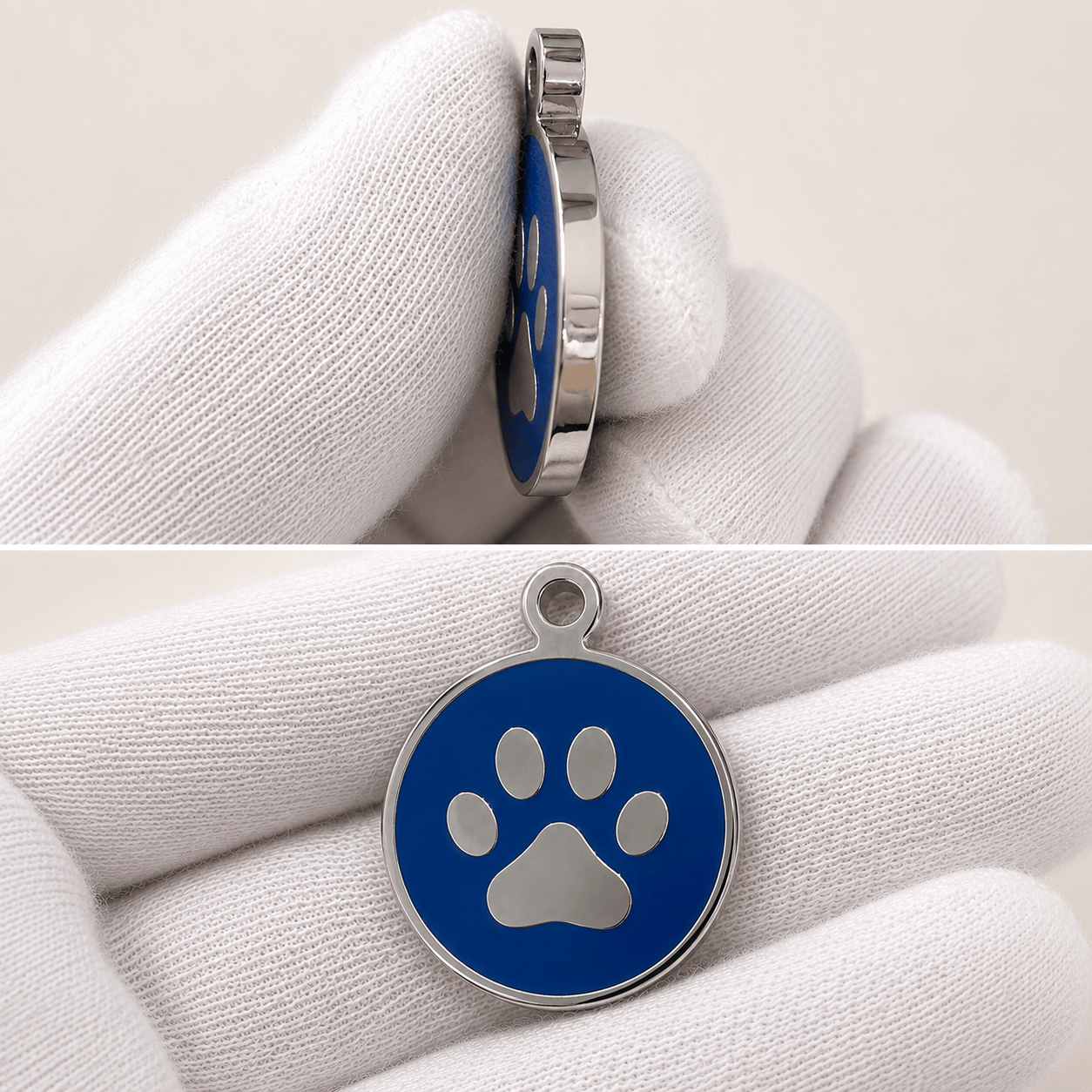Fetching Ware Mini - Blue Paw in Stainless Steel With Enamel Dog I.D. Tags - 2B Mini