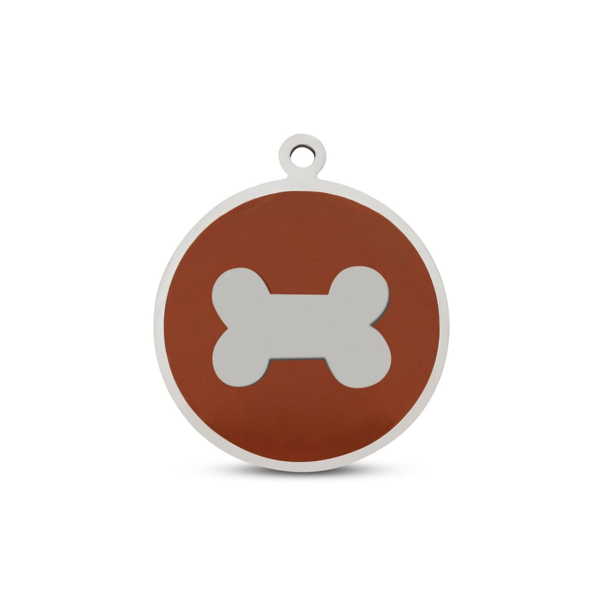 Fetching Ware Mini - Brown Bone in Stainless Steel With Enamel Dog I.D. Tags - 2B Mini