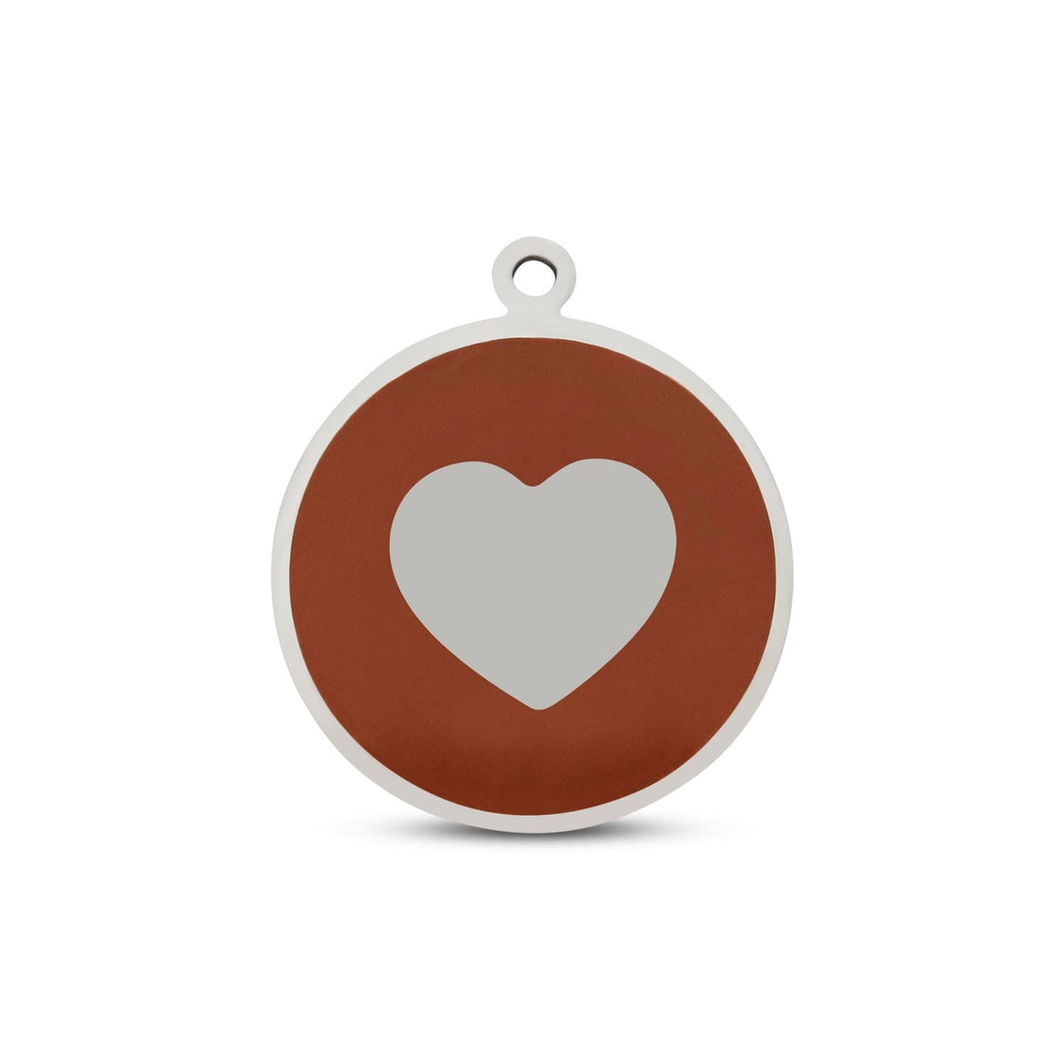 Fetching Ware Mini - Brown Heart in Stainless Steel With Enamel Dog I.D. Tags - 2B Mini