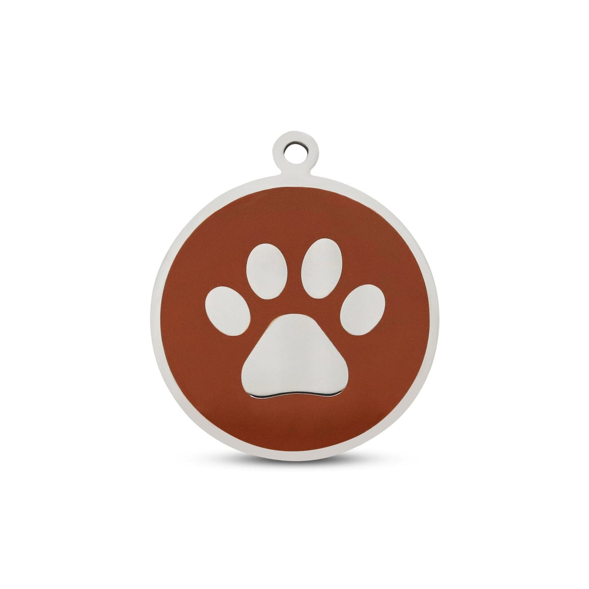Fetching Ware Mini - Brown Paw in Stainless Steel With Enamel Dog I.D. Tags - 2B Mini