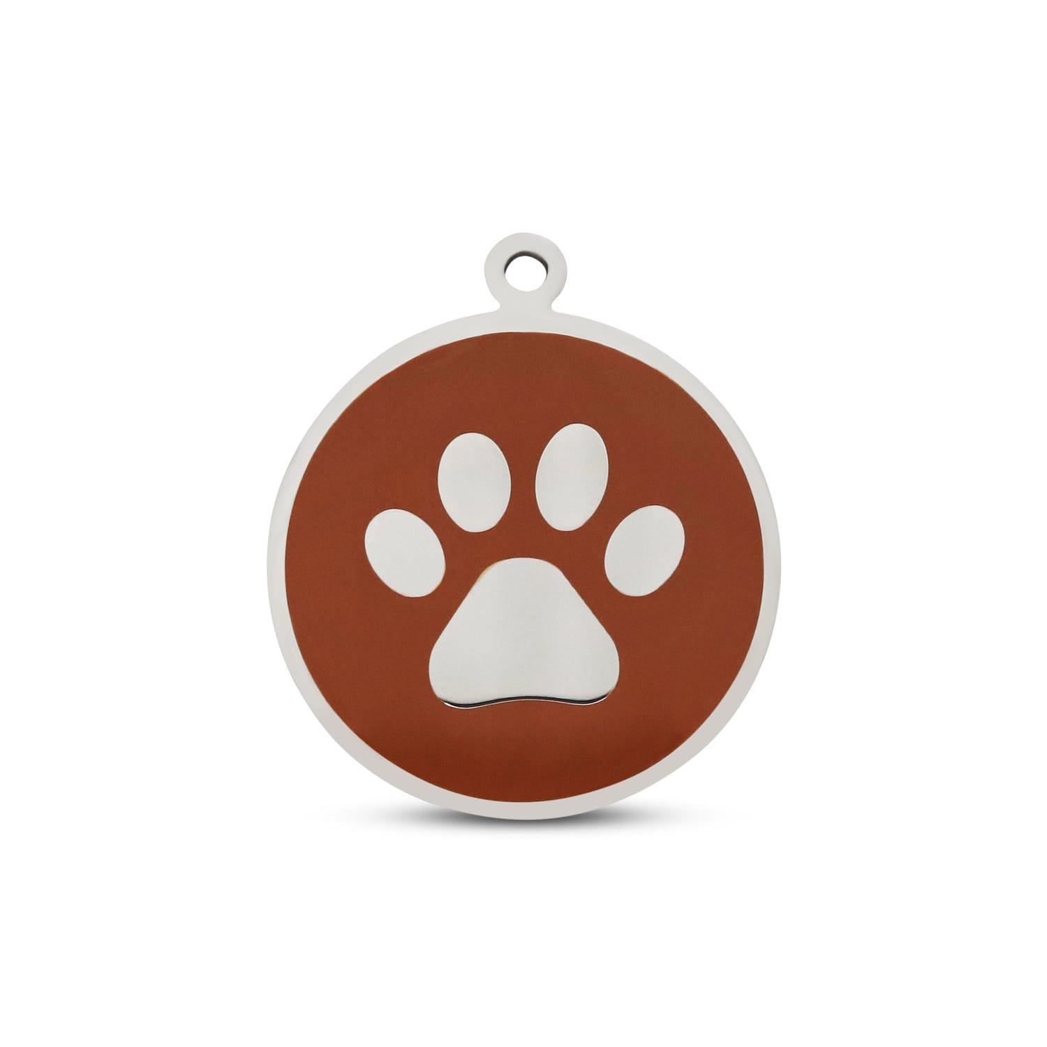 Fetching Ware Mini - Brown Paw in Stainless Steel With Enamel Dog I.D. Tags - 2B Mini
