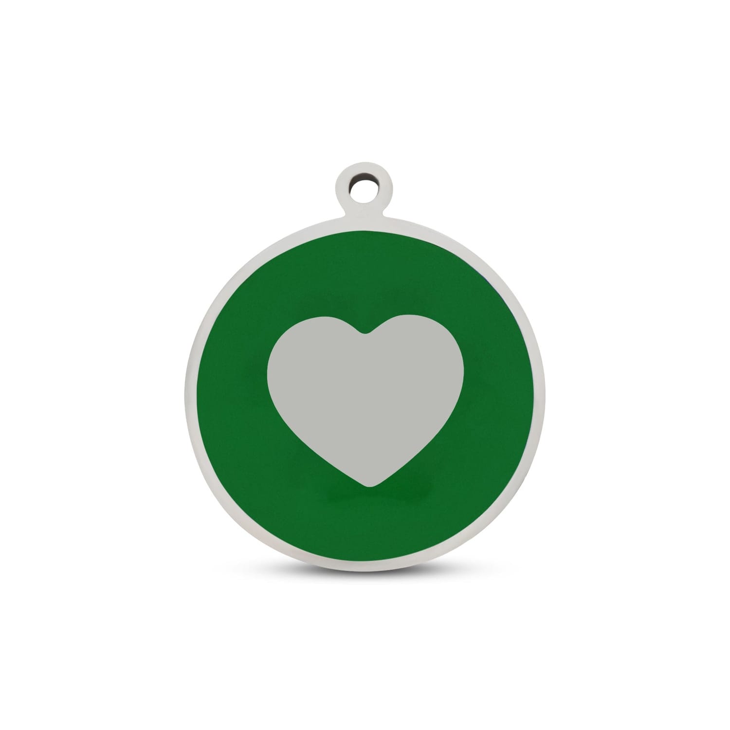 Fetching Ware Mini - Green Heart in Stainless Steel With Enamel Dog I.D. Tags - 2B Mini