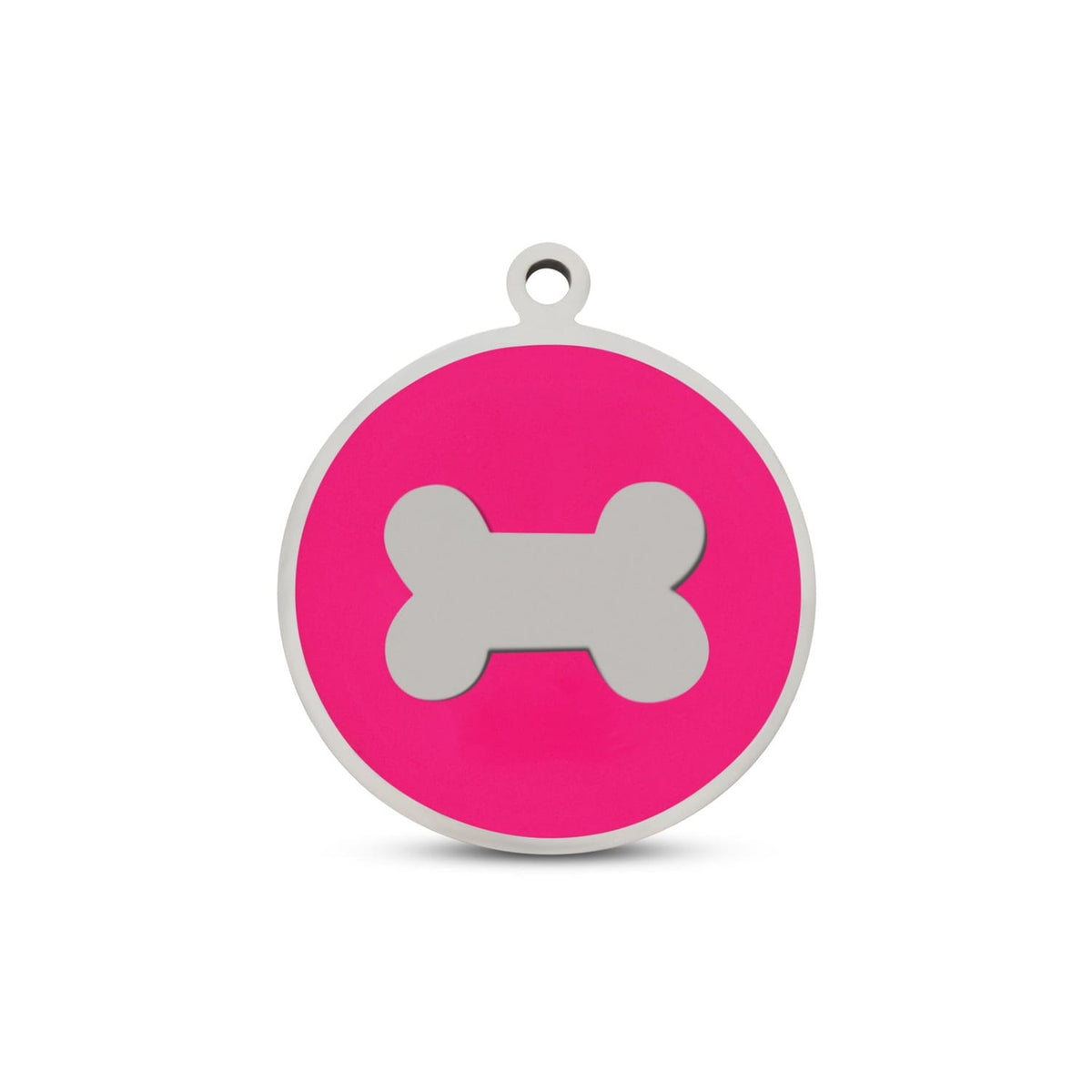 Fetching Ware Mini - Hot Pink Bone in Stainless Steel With Enamel Dog I.D. Tags - 2B Mini