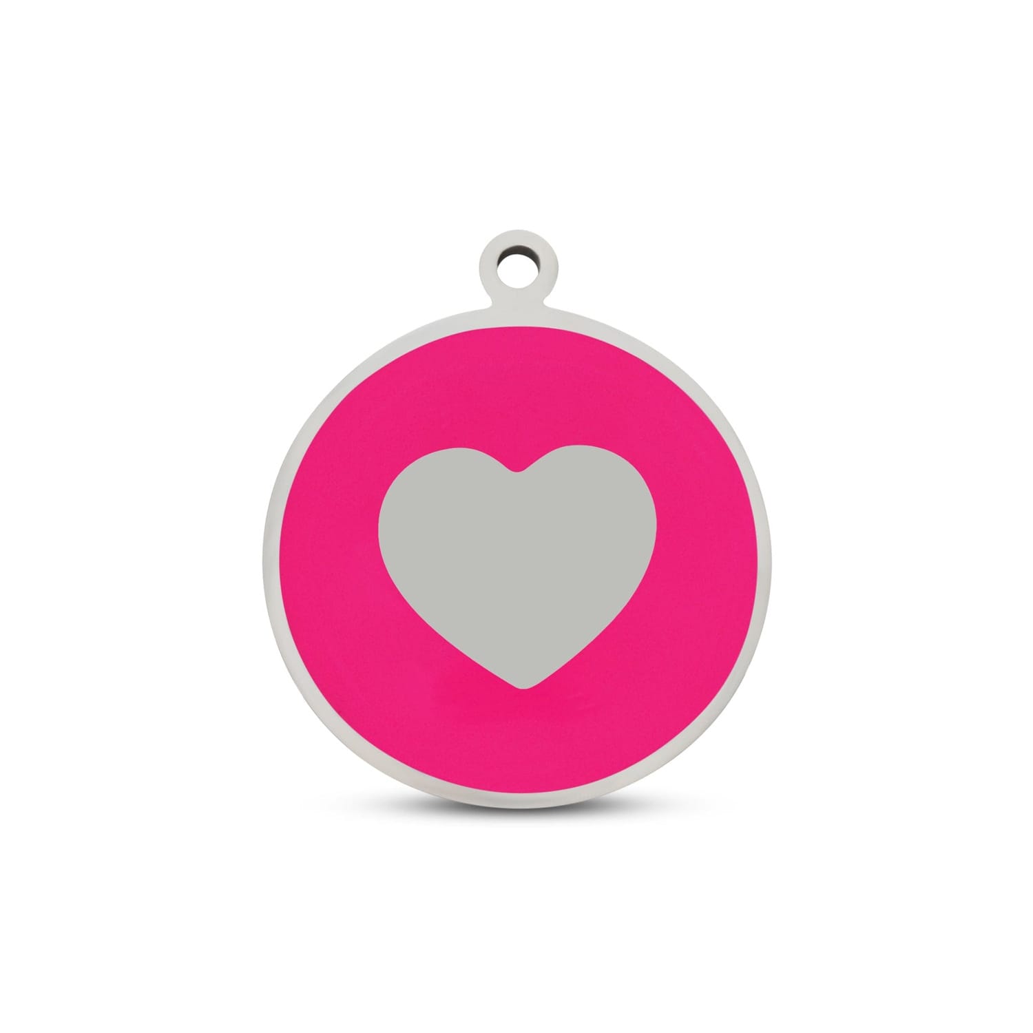 Fetching Ware Mini - Hot Pink Heart in Stainless Steel With Enamel Dog I.D. Tags - 2B Mini