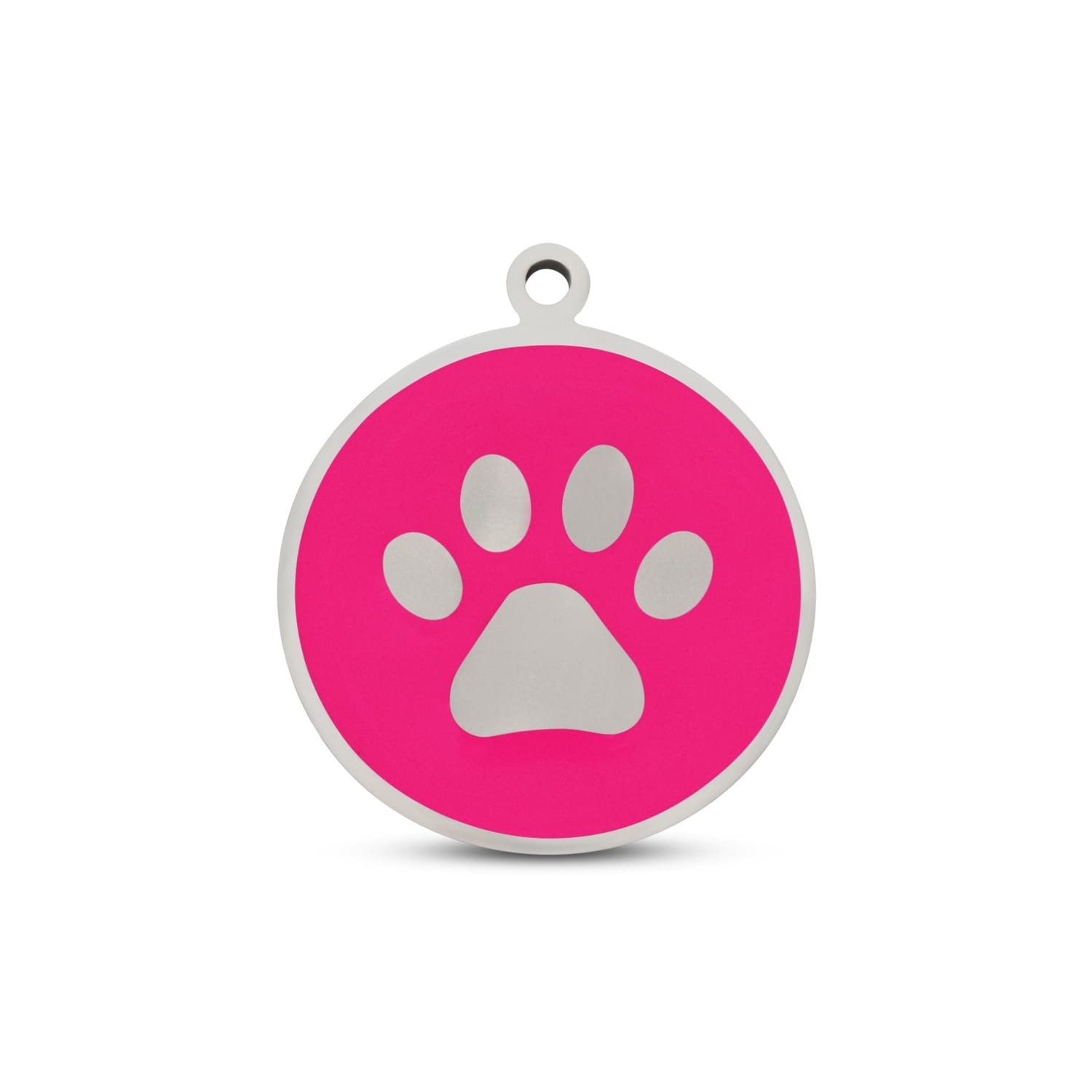 Fetching Ware Mini - Hot Pink Paw in Stainless Steel With Enamel Dog I.D. Tags - 2B Mini