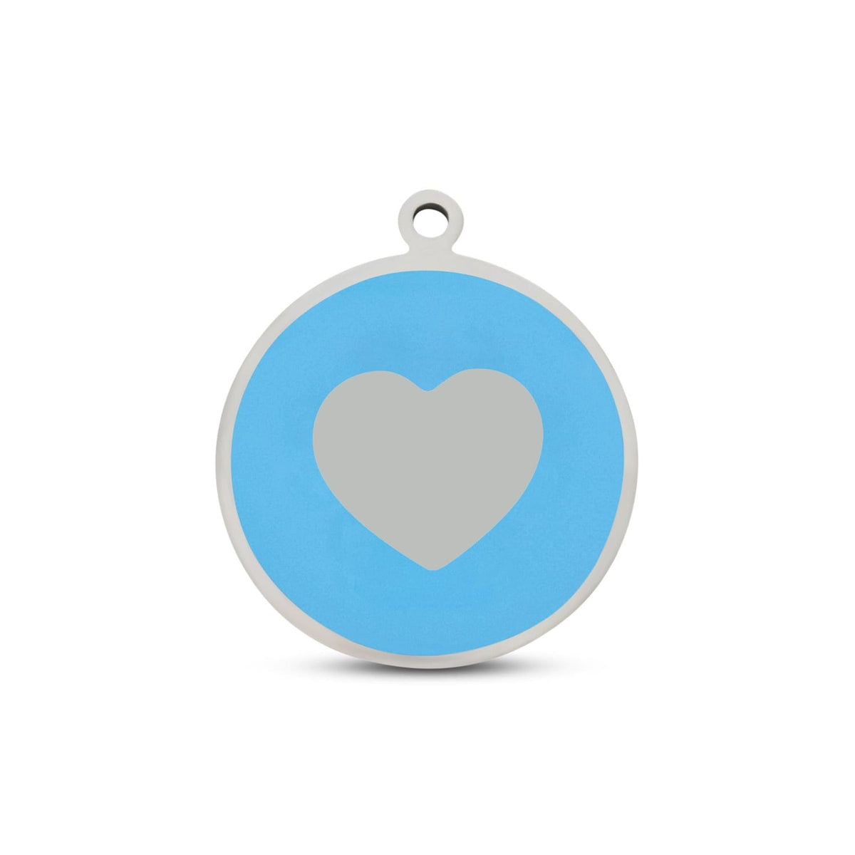 Fetching Ware Mini - Light Blue Heart in Stainless Steel With Enamel Dog I.D. Tags - 2B Mini