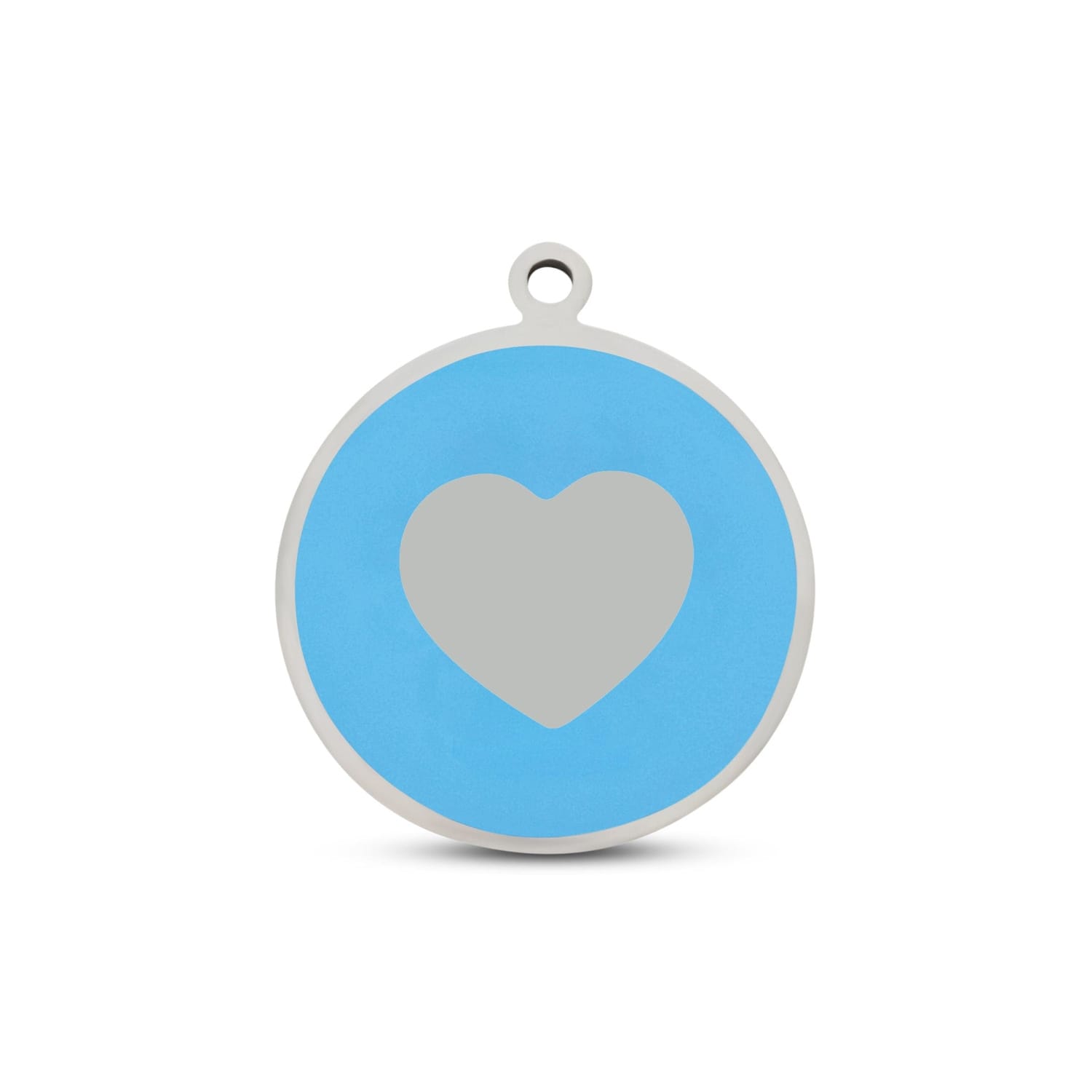 Fetching Ware Mini - Light Blue Heart in Stainless Steel With Enamel Dog I.D. Tags - 2B Mini