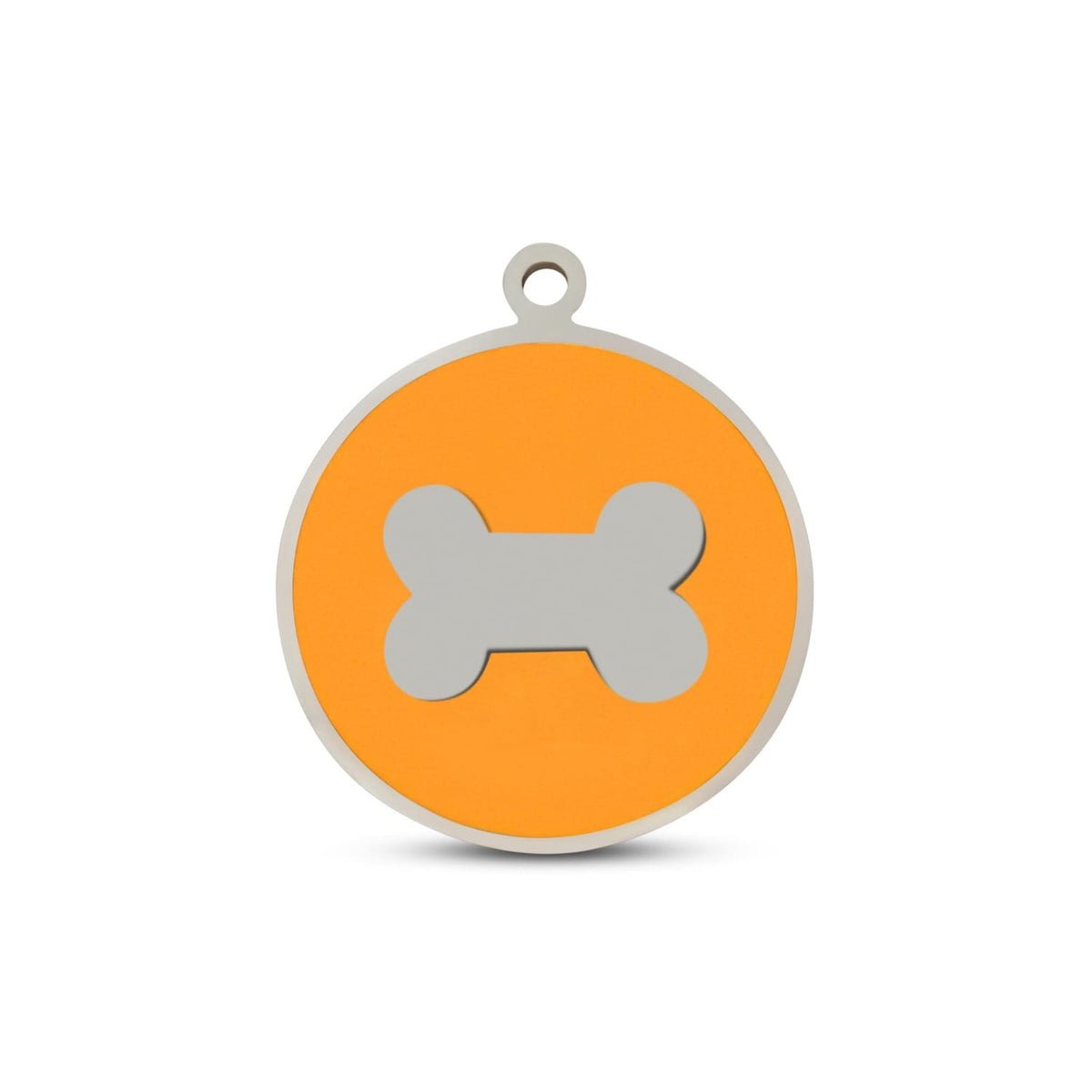 Fetching Ware Mini - Orange Bone in Stainless Steel With Enamel Dog I.D. Tags - 2B Mini