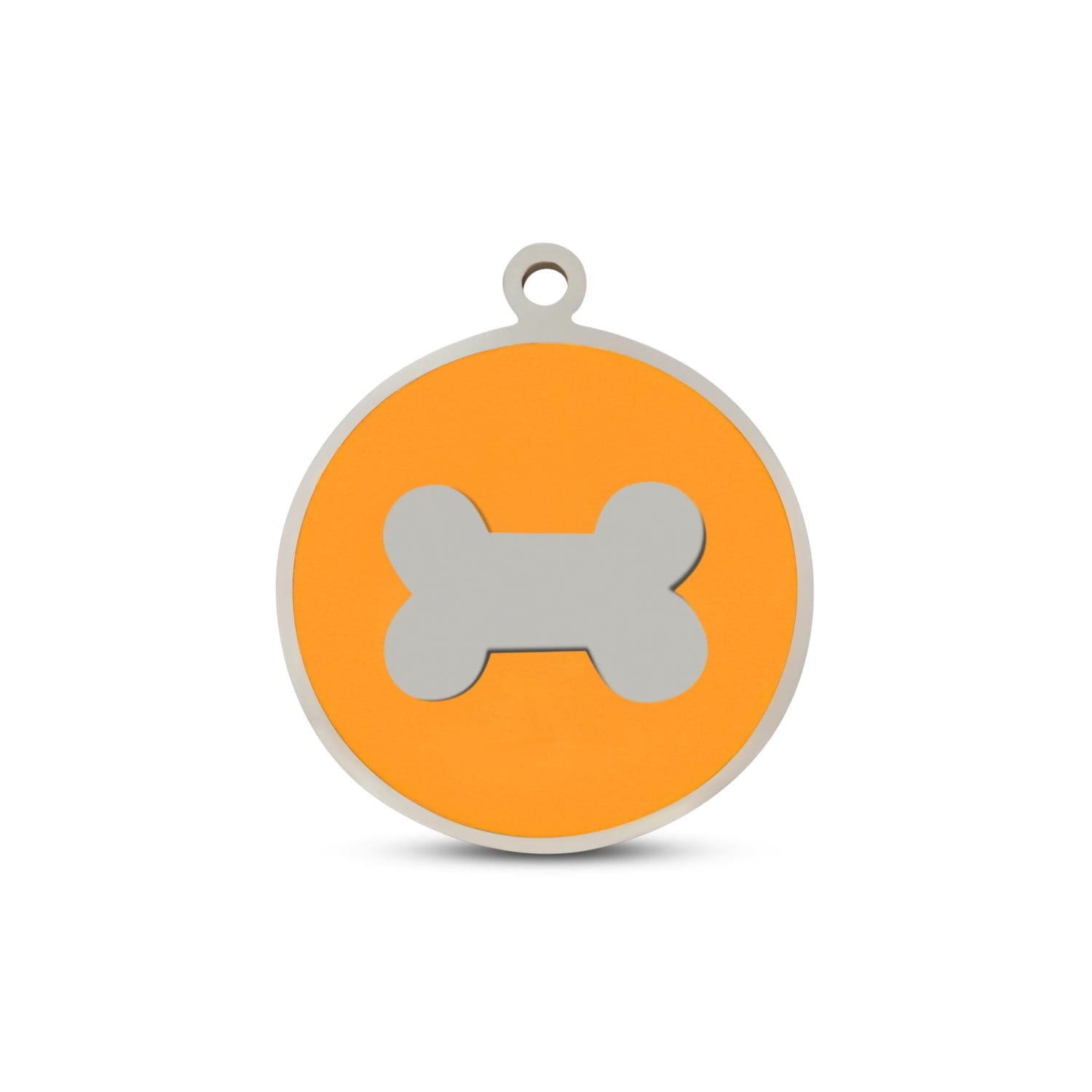 Fetching Ware Mini - Orange Bone in Stainless Steel With Enamel Dog I.D. Tags - 2B Mini