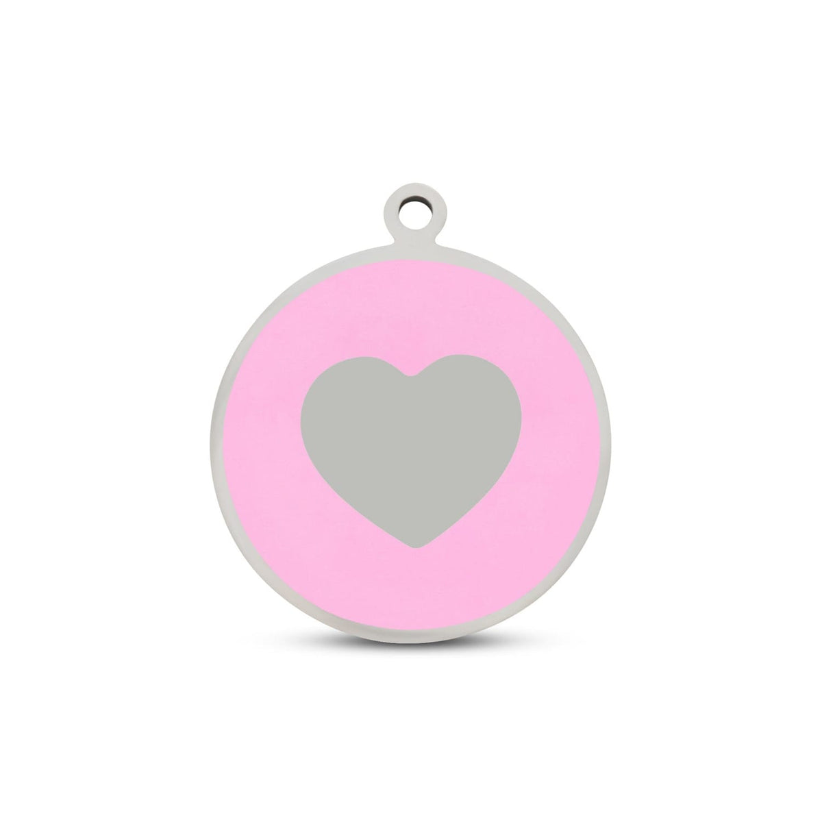 Fetching Ware Mini - Pink Heart in Stainless Steel With Enamel Dog I.D. Tags - 2B Mini
