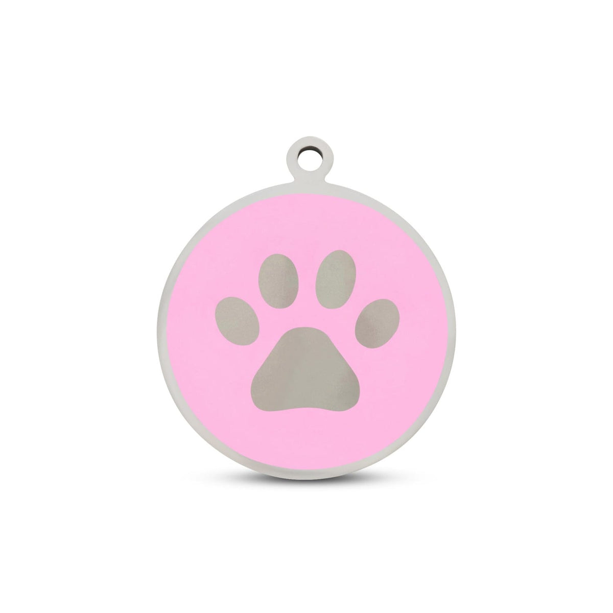 Fetching Ware Mini - Pink Paw in Stainless Steel With Enamel Dog I.D. Tags - 2B Mini