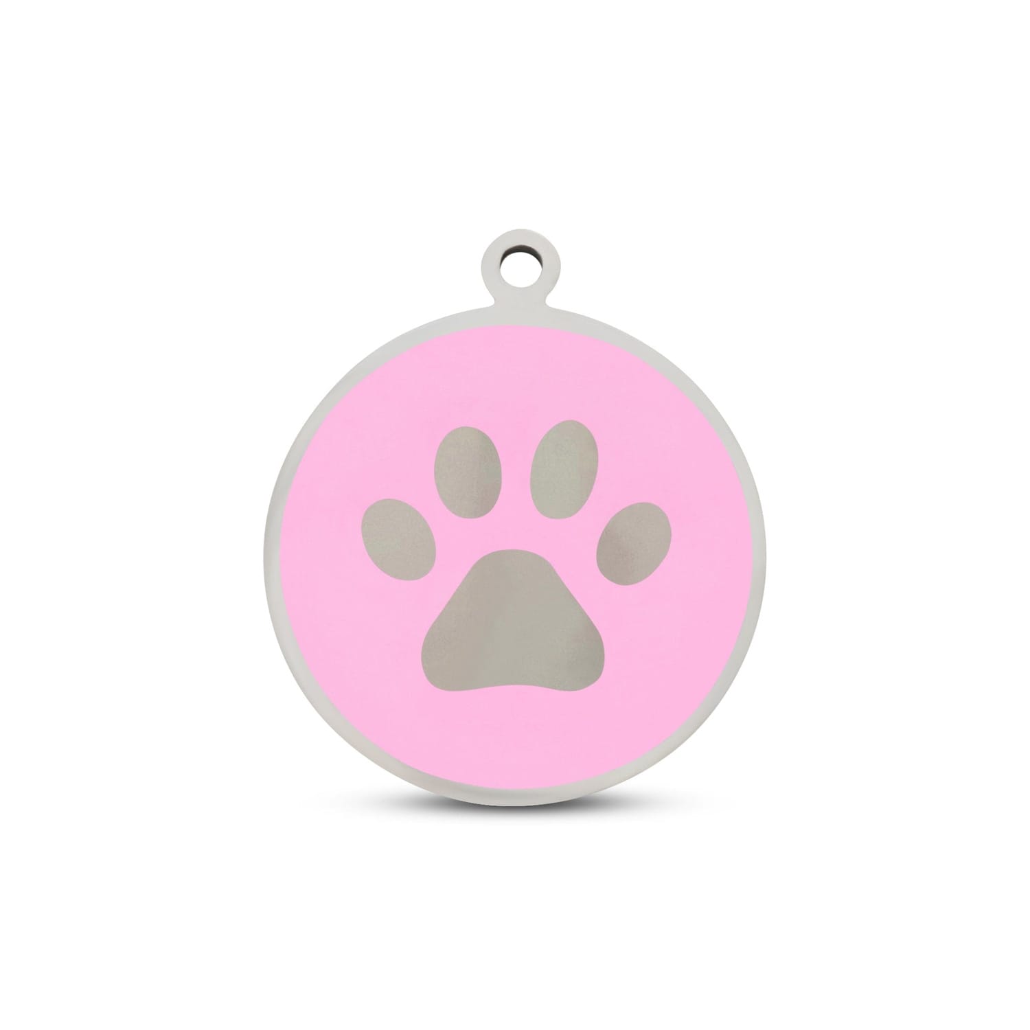 Fetching Ware Mini - Pink Paw in Stainless Steel With Enamel Dog I.D. Tags - 2B Mini