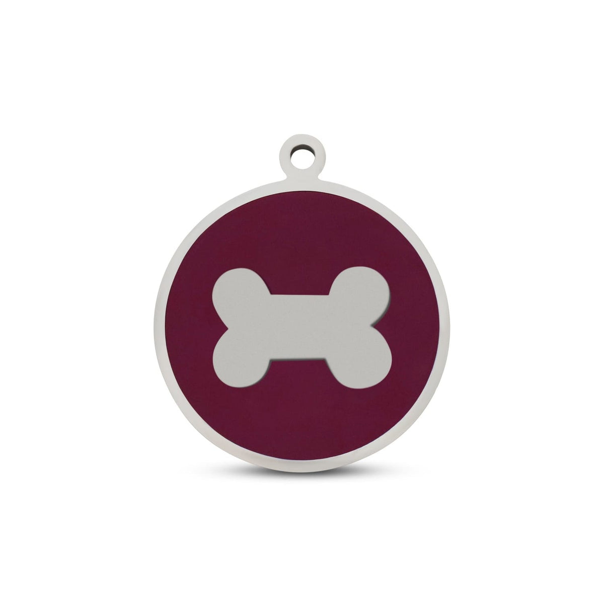 Fetching Ware Mini - Purple Bone in Stainless Steel With Enamel Dog I.D. Tags - 2B Mini