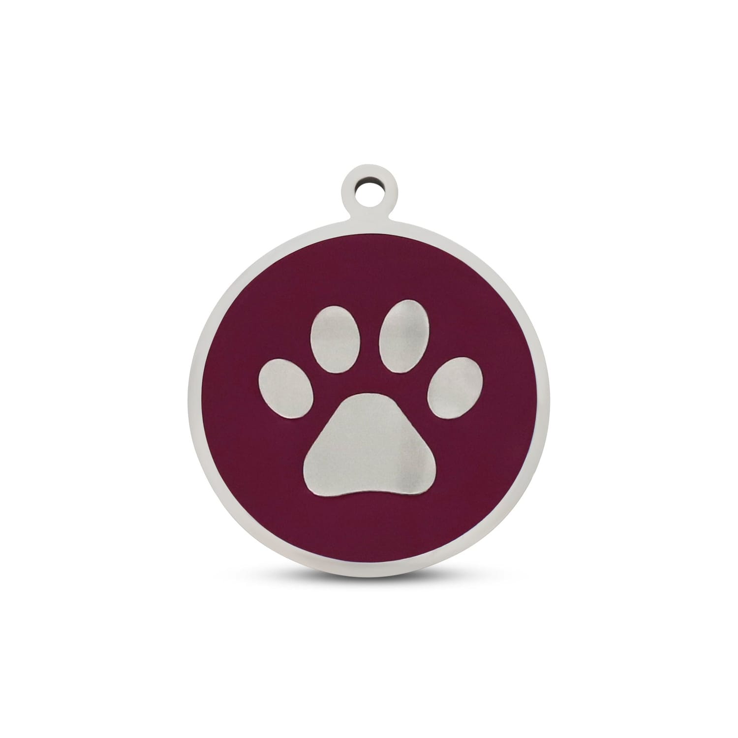 Fetching Ware Mini - Purple Paw in Stainless Steel With Enamel Dog I.D. Tags - 2B Mini