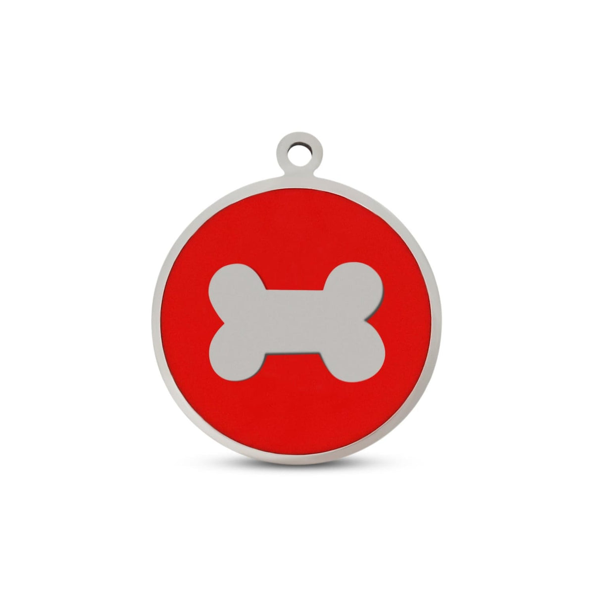 Fetching Ware Mini - Red Bone in Stainless Steel With Enamel Dog I.D. Tags - 2B Mini