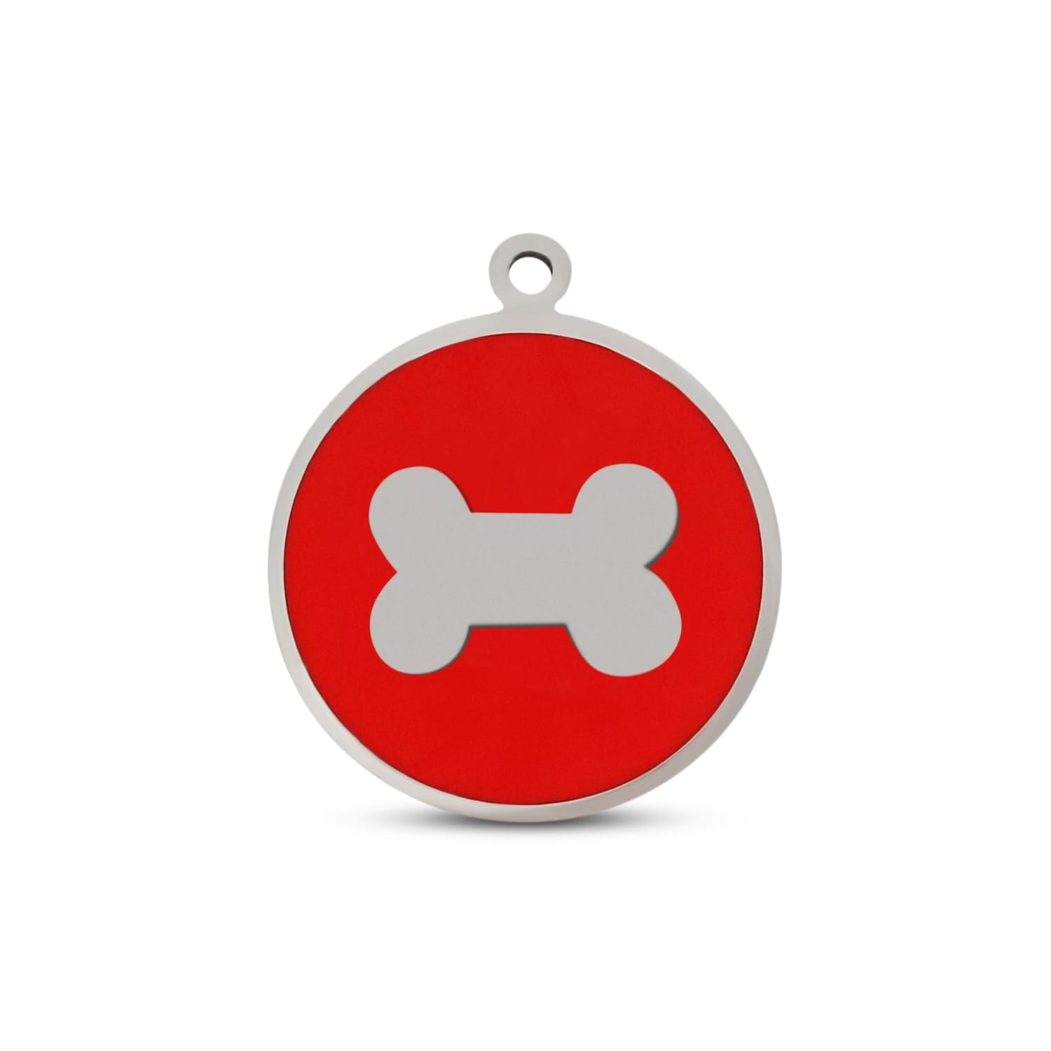 Fetching Ware Mini - Red Bone in Stainless Steel With Enamel Dog I.D. Tags - 2B Mini