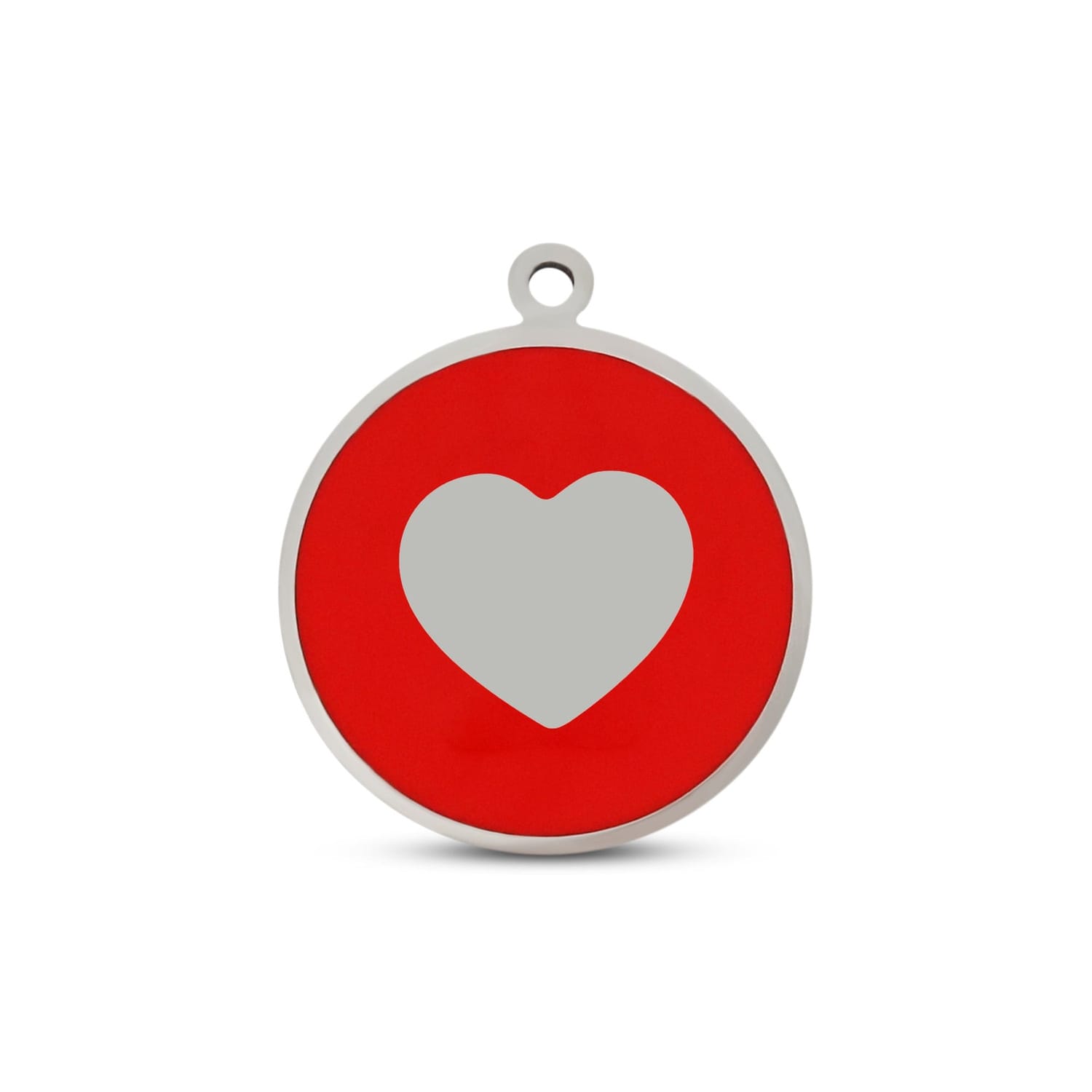 Fetching Ware Mini - Red Heart in Stainless Steel With Enamel Dog I.D. Tags - 2B Mini