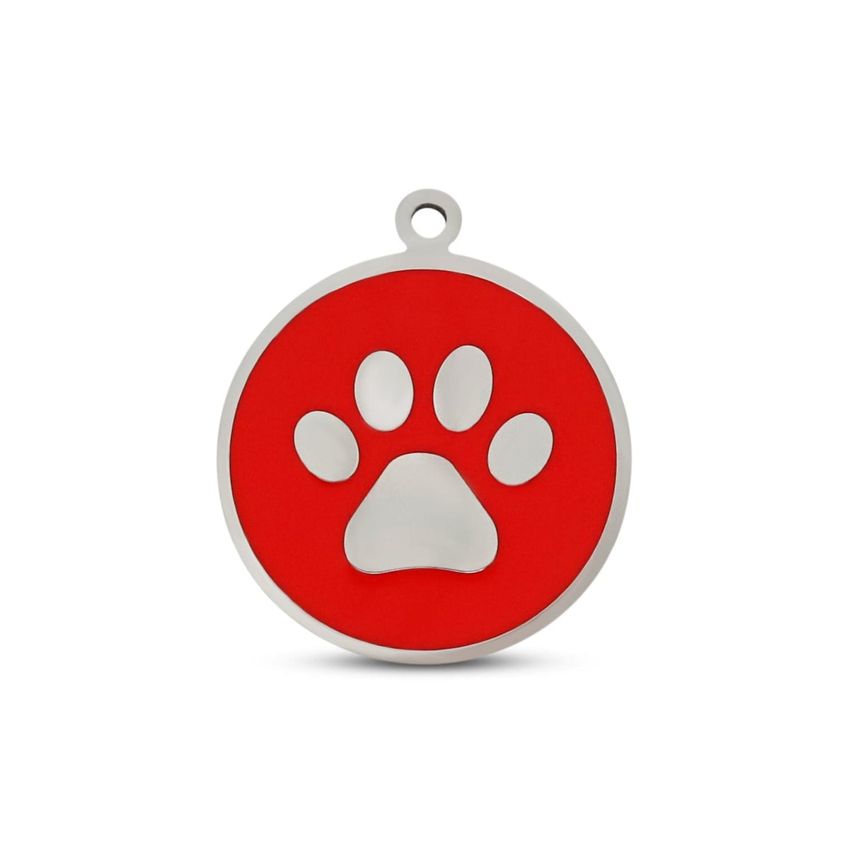 Fetching Ware Mini - Red Paw in Stainless Steel With Enamel Dog I.D. Tags - 2B Mini