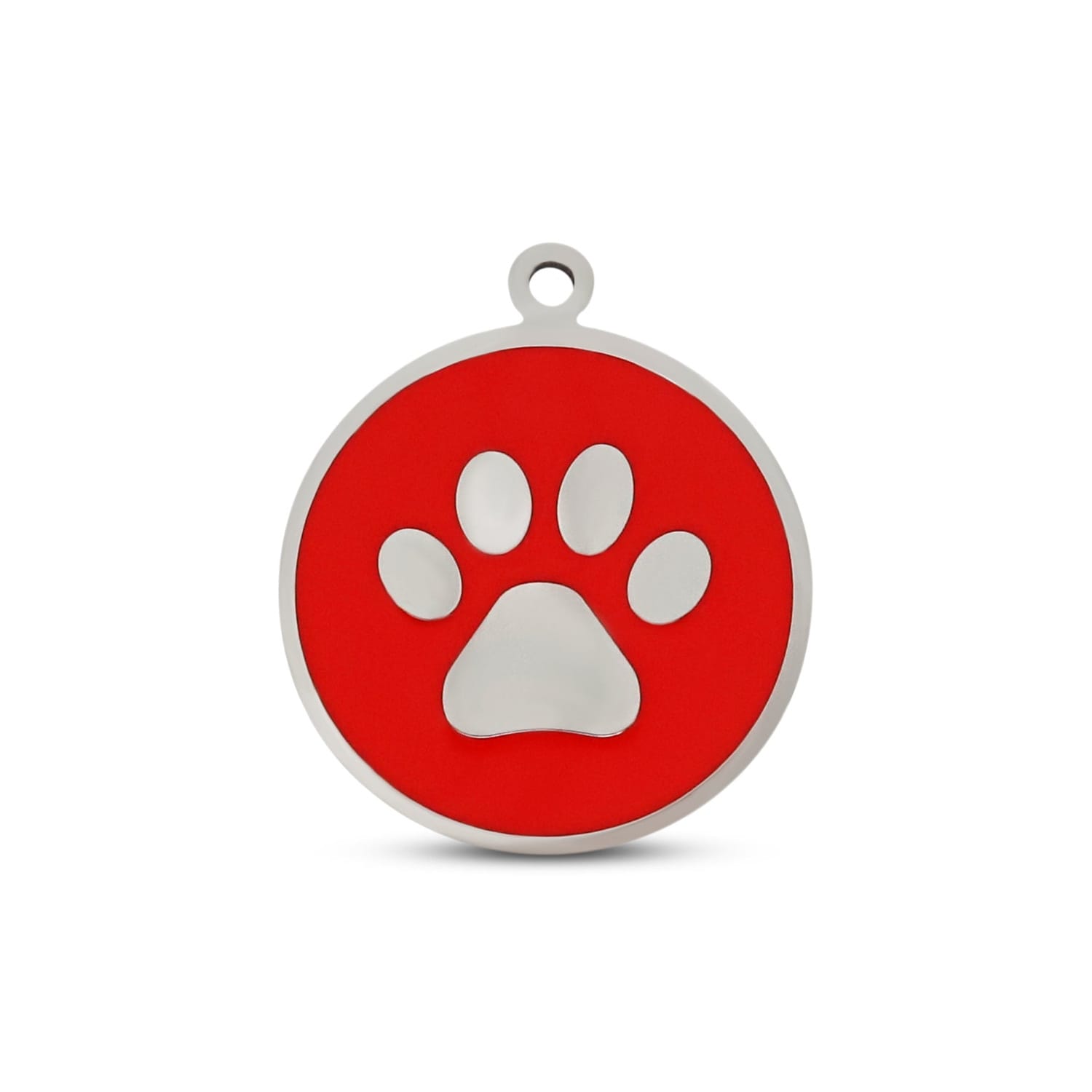 Fetching Ware Mini - Red Paw in Stainless Steel With Enamel Dog I.D. Tags - 2B Mini