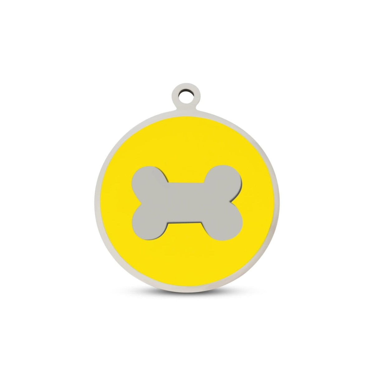 Fetching Ware Mini - Yellow Bone in Stainless Steel With Enamel Dog I.D. Tags - 2B Mini