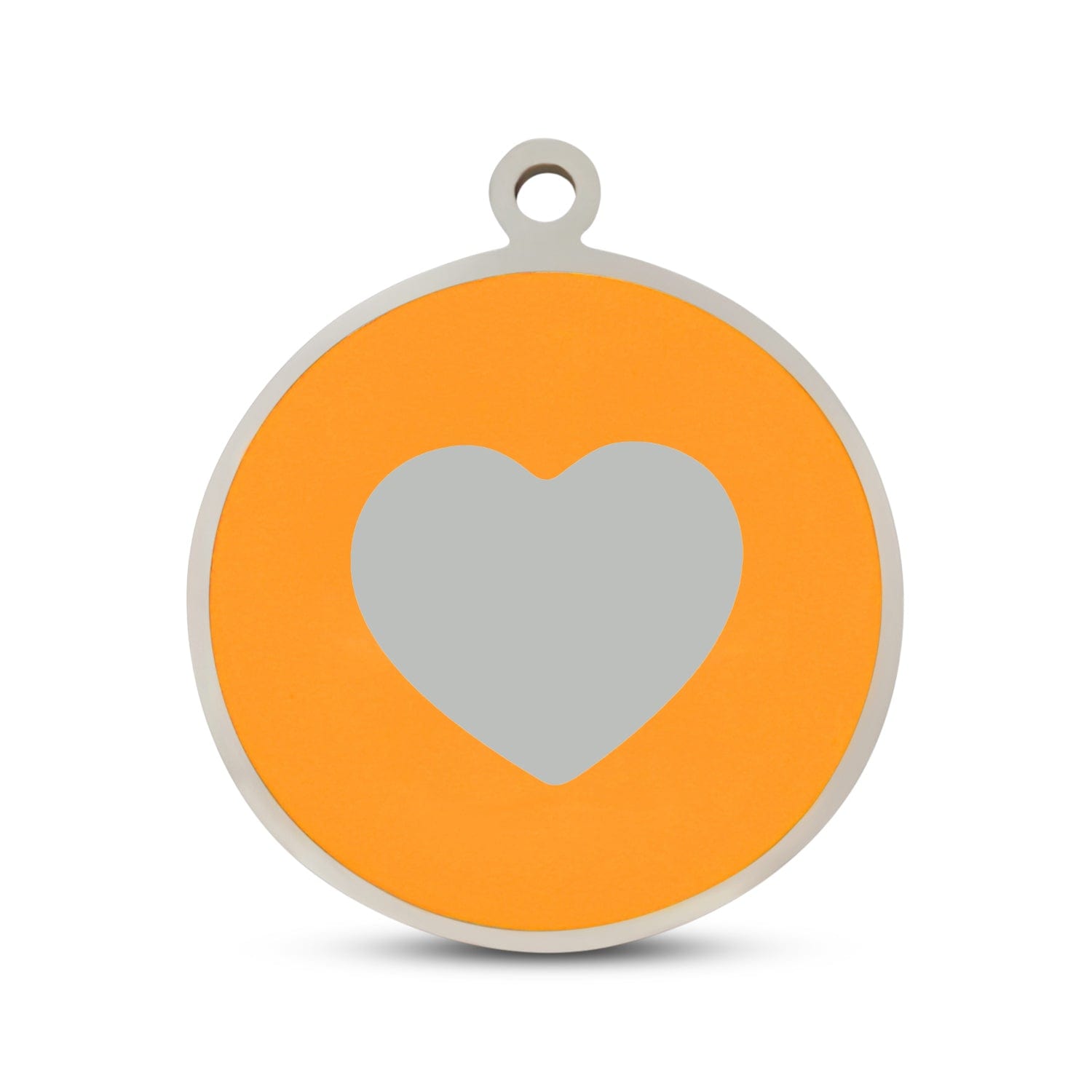 Fetching Ware Orange Heart in Stainless Steel With Enamel Dog I.D. Tags - 3B