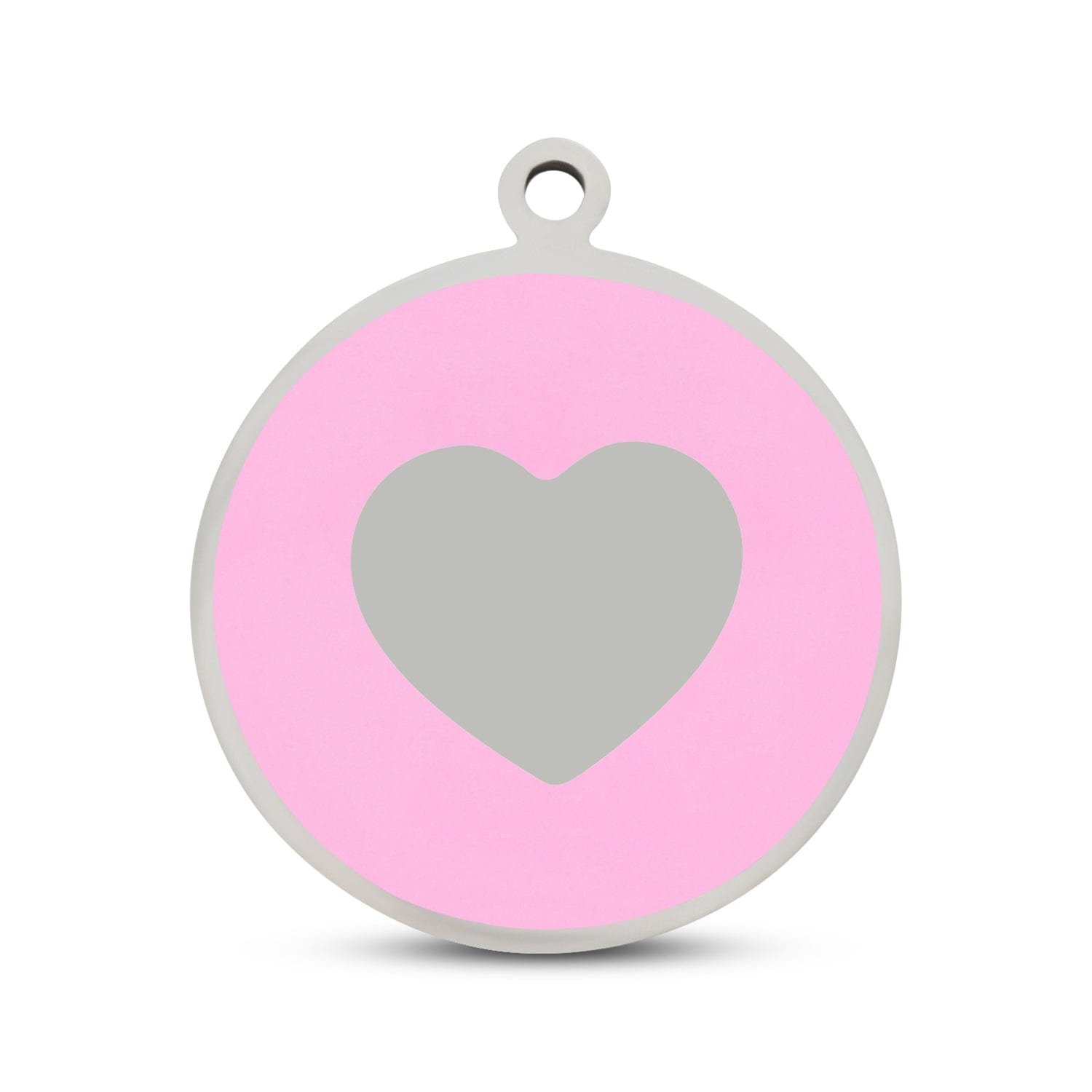 Fetching Ware Pink Heart in Stainless Steel With Enamel Dog I.D. Tags - 3B