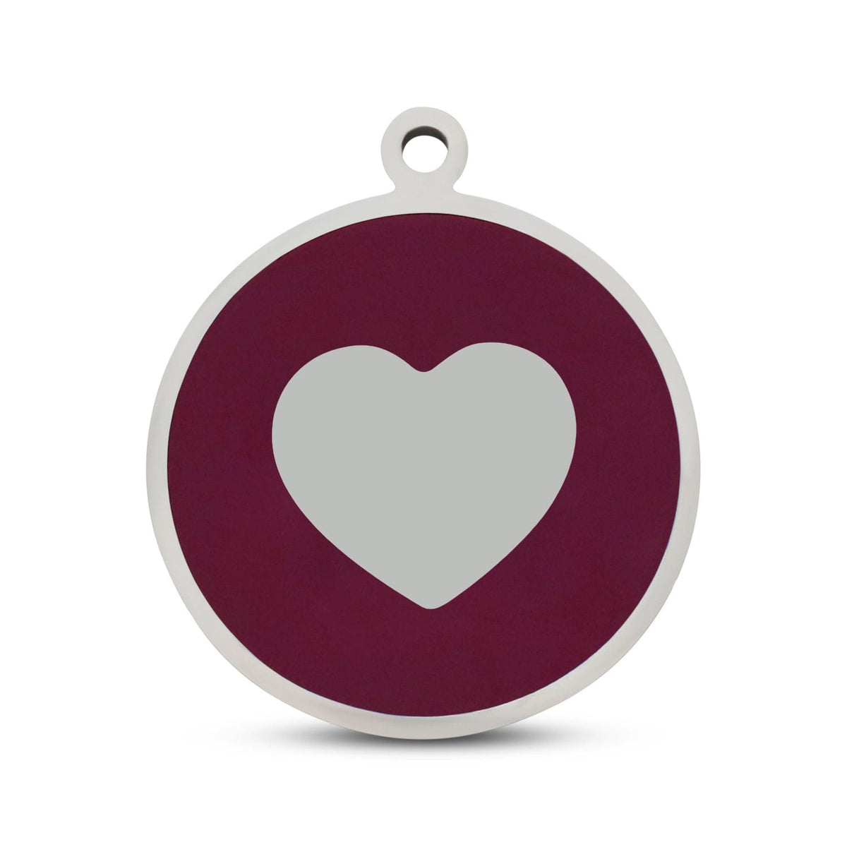 Fetching Ware Purple Heart in Stainless Steel With Enamel Dog I.D. Tags - 3B