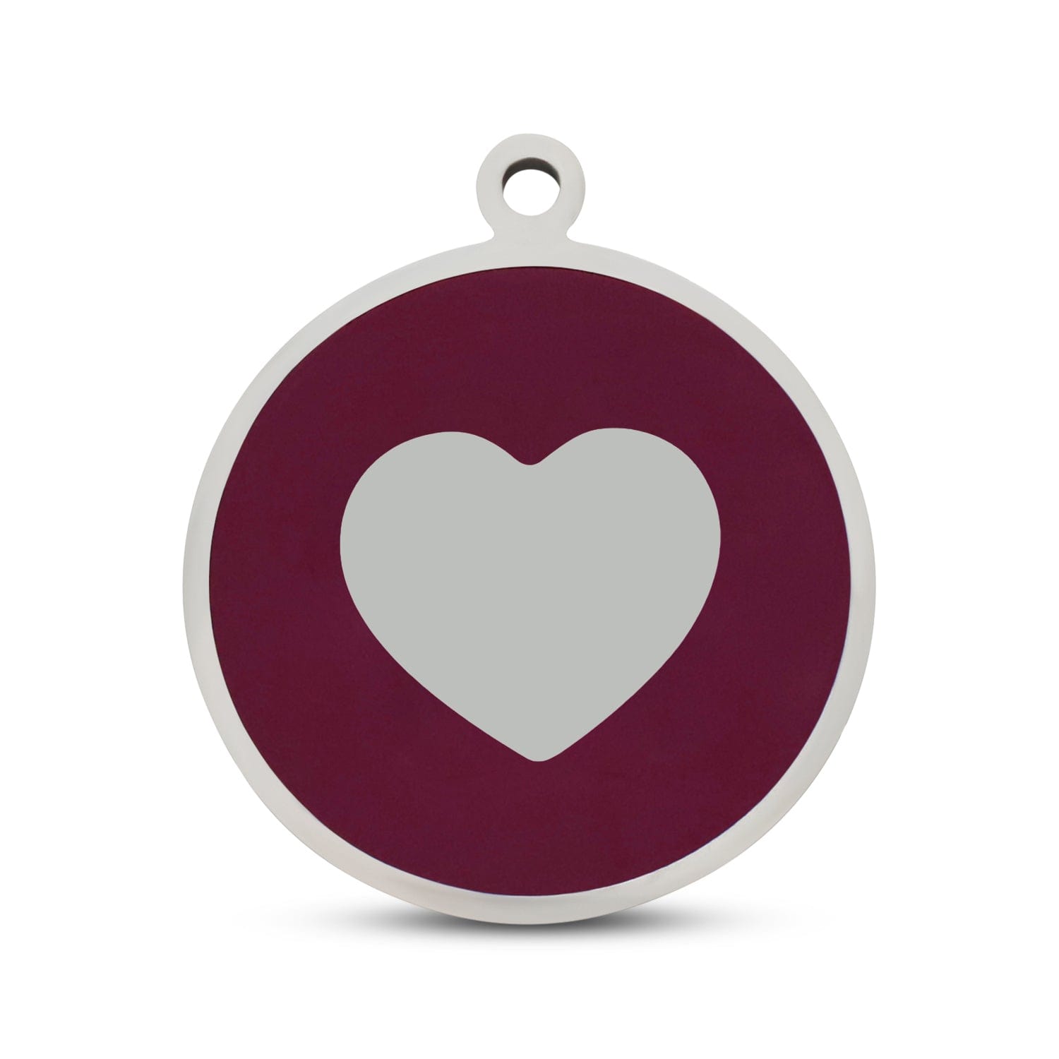 Fetching Ware Purple Heart in Stainless Steel With Enamel Dog I.D. Tags - 3B