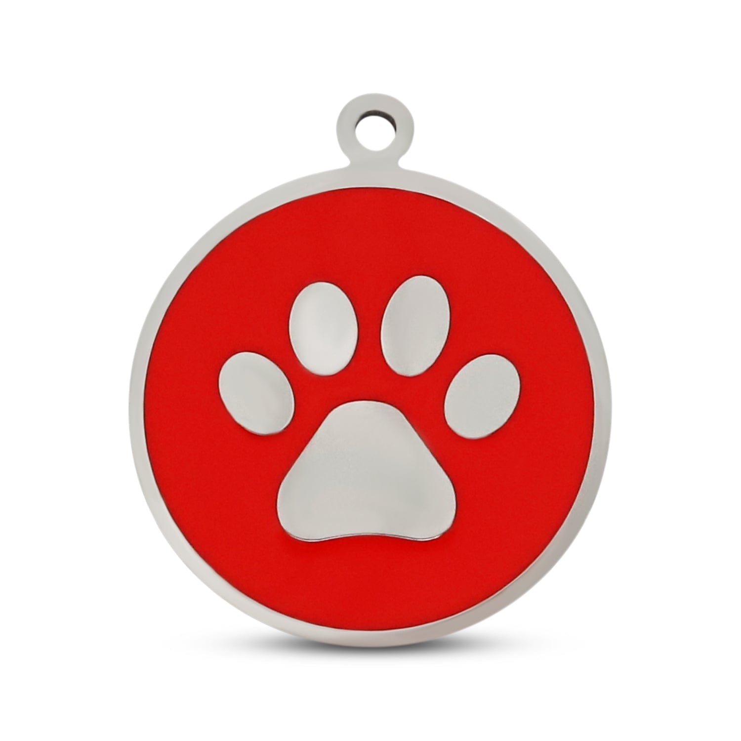 Fetching Ware Red Black Paw in Stainless Steel With Enamel Dog I.D. Tags - 3B