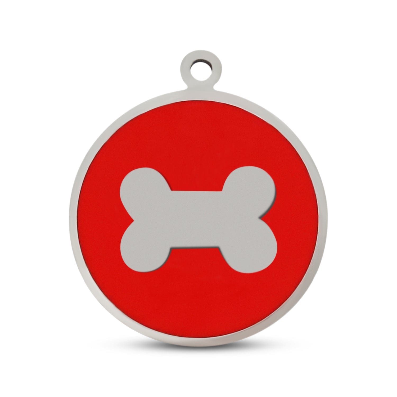Fetching Ware Red Bone in Stainless Steel With Enamel Dog I.D. Tags - 3B