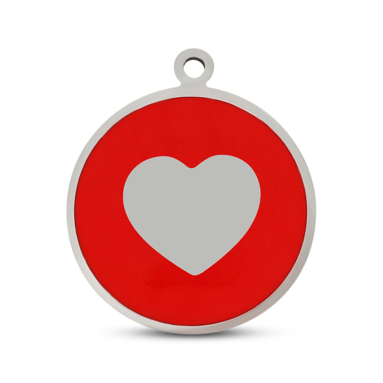Fetching Ware Red Heart in Stainless Steel With Enamel Dog I.D. Tags - 3B