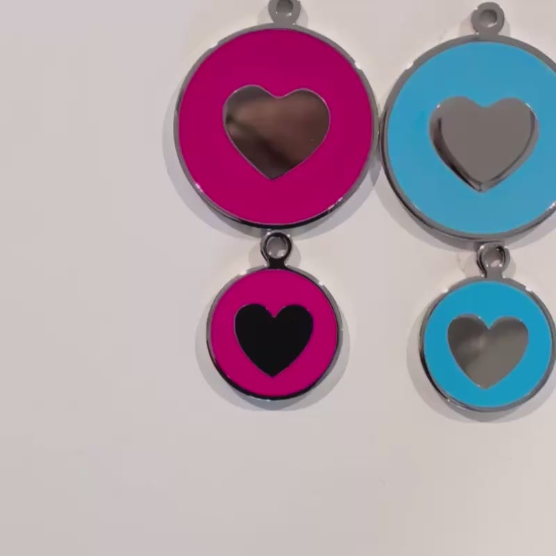 Mini - Orange Heart in Stainless Steel With Enamel